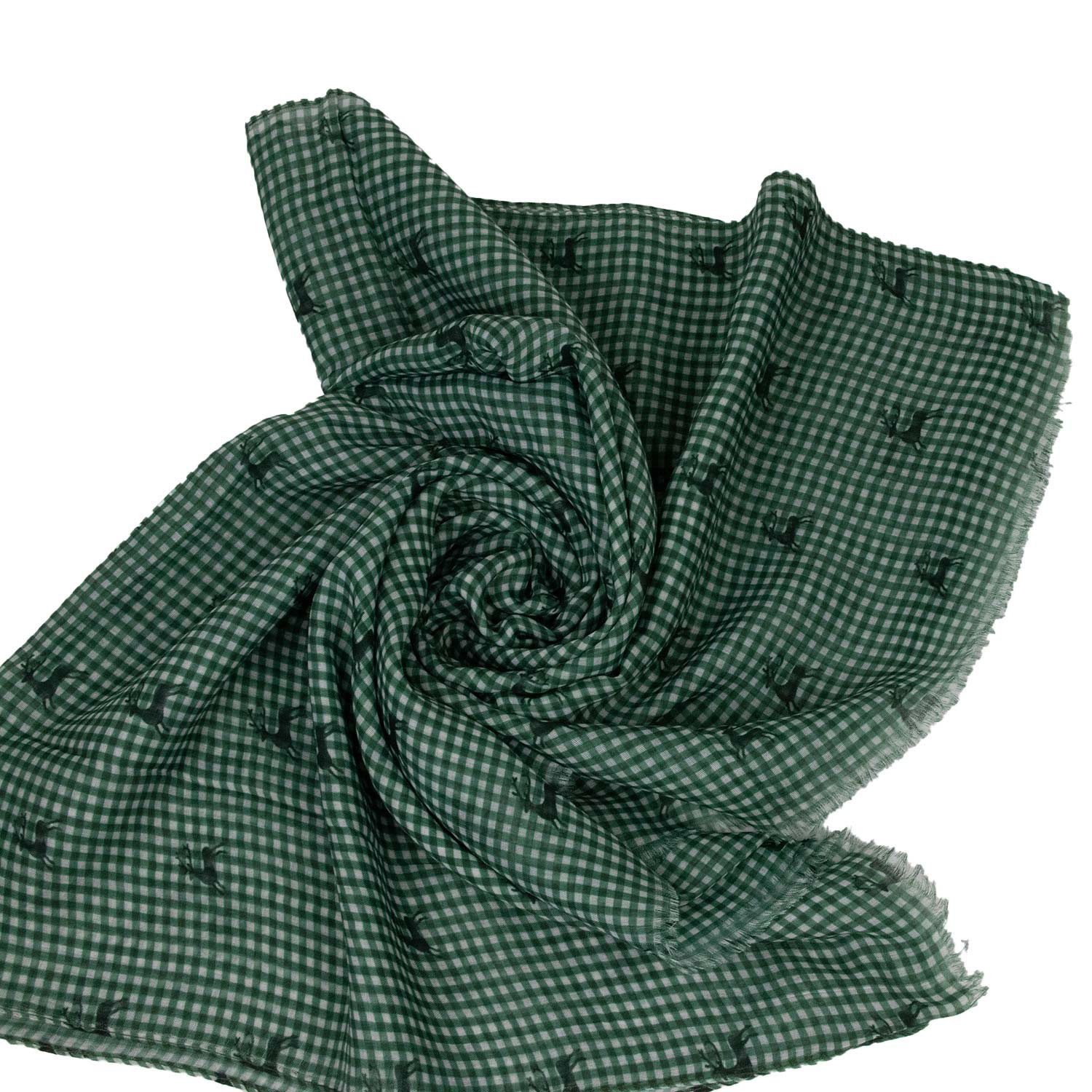 Trachtenland Schal Trachtenland Halstuch - Kariert Hirschmotiv 185x70 cm günstig online kaufen