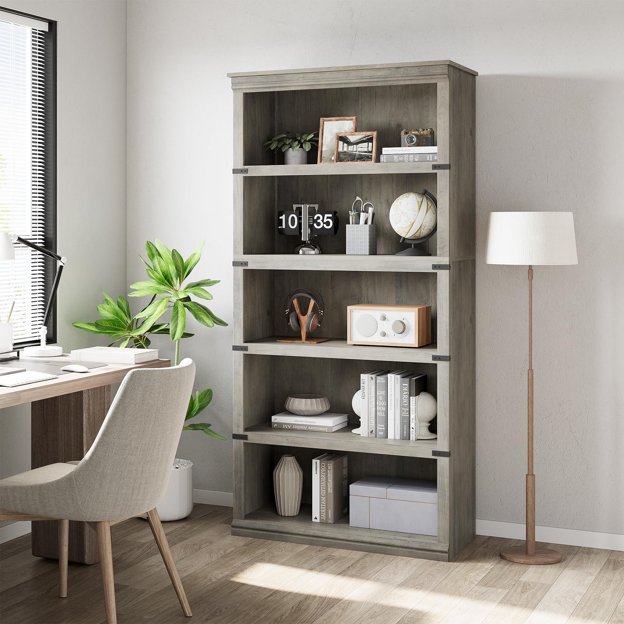 GarveeMore Bücherregal Vintage-Bücherregal aus Holz Ablageregal Standregal günstig online kaufen