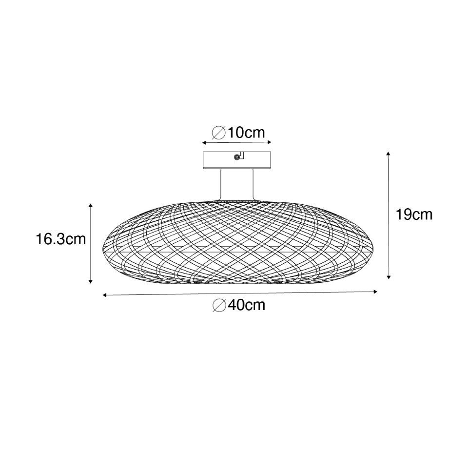 Qazqa Deckenleuchte Ostrava, ohne Leuchtmittel, Warmweiß, QAZQA Deckenleuchte, e27, Schwarz, Bamboo, Orientalisch