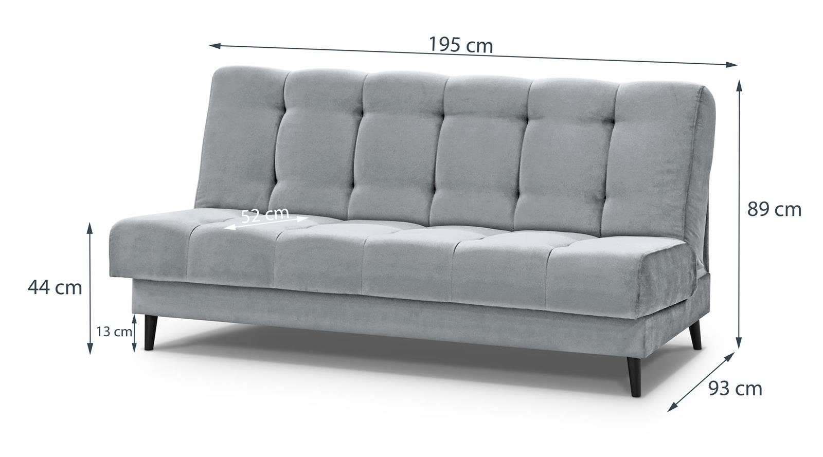 Bettkasten und mit Nancy, Velours-Bezgu (paros Sofa Schlafsofa Hellgrau im Skandinavisches Polstersofa, Beautysofa Stil Schlaffunktion, 05)