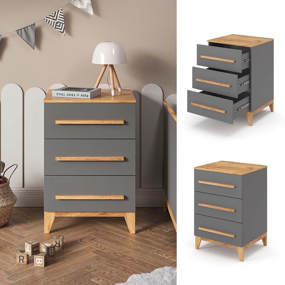 VitaliSpa® Kommode Malia, Grau/Eiche, 60 x 88 cm