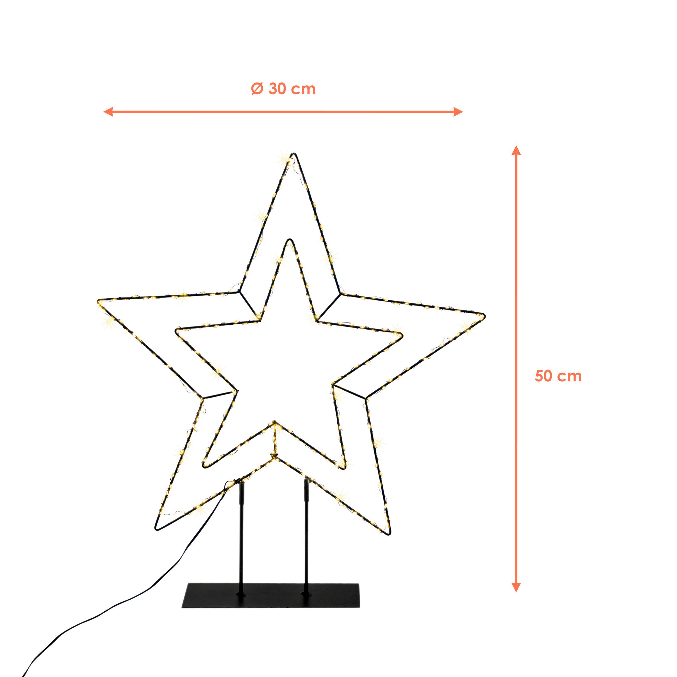 Spetebo LED Stern LED Stern Silhouette mit Timer und Dimmer, AN / AUS / Timer / Dimmer, LED fest integriert, warm weiß, Metall Schattenbild beleuchtet mit Fernbedienung