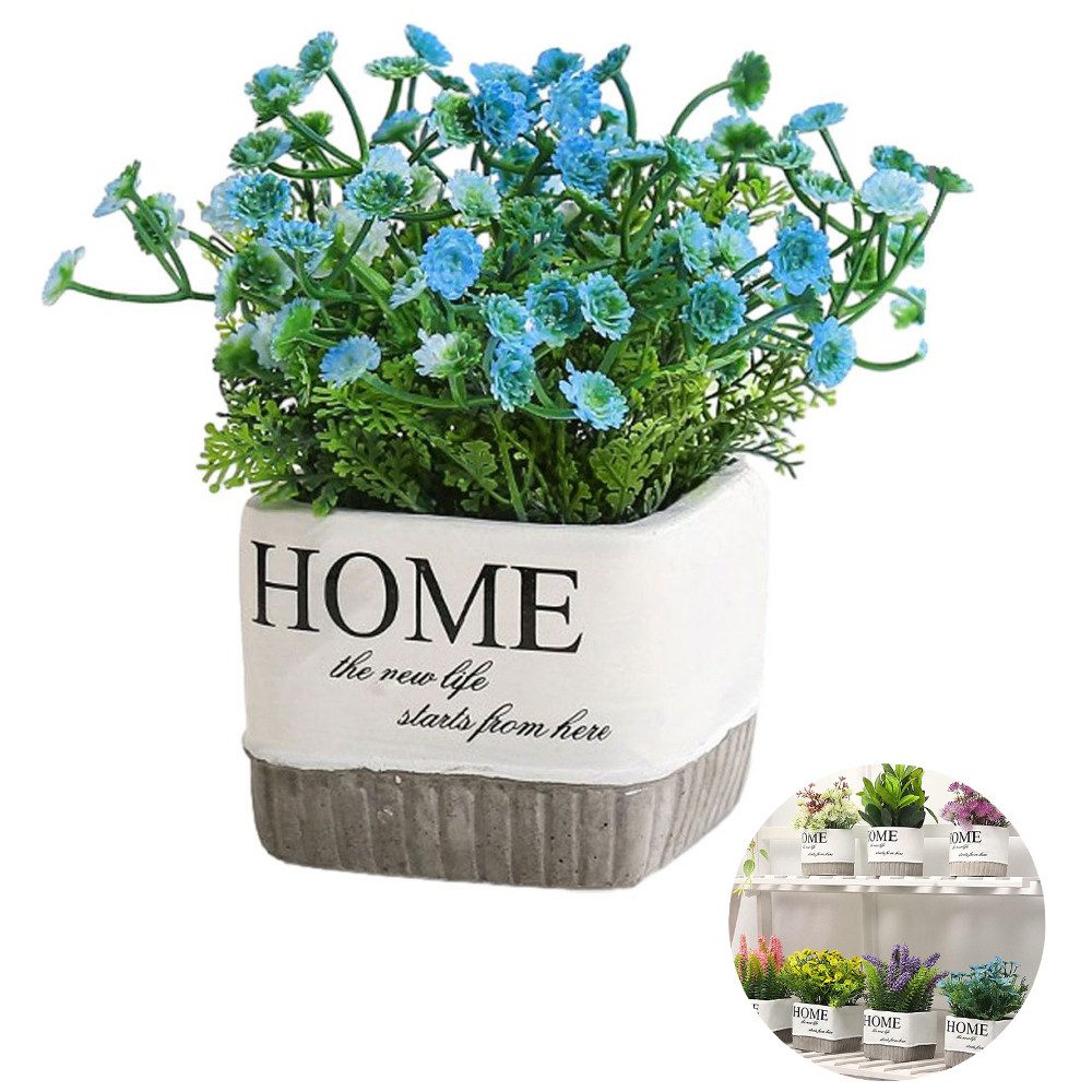 Kunstpflanze Künstliche Pflanzen Mini Kunststoff mit Vase, Pflanzen Fake Pflanze, Lubgitsr