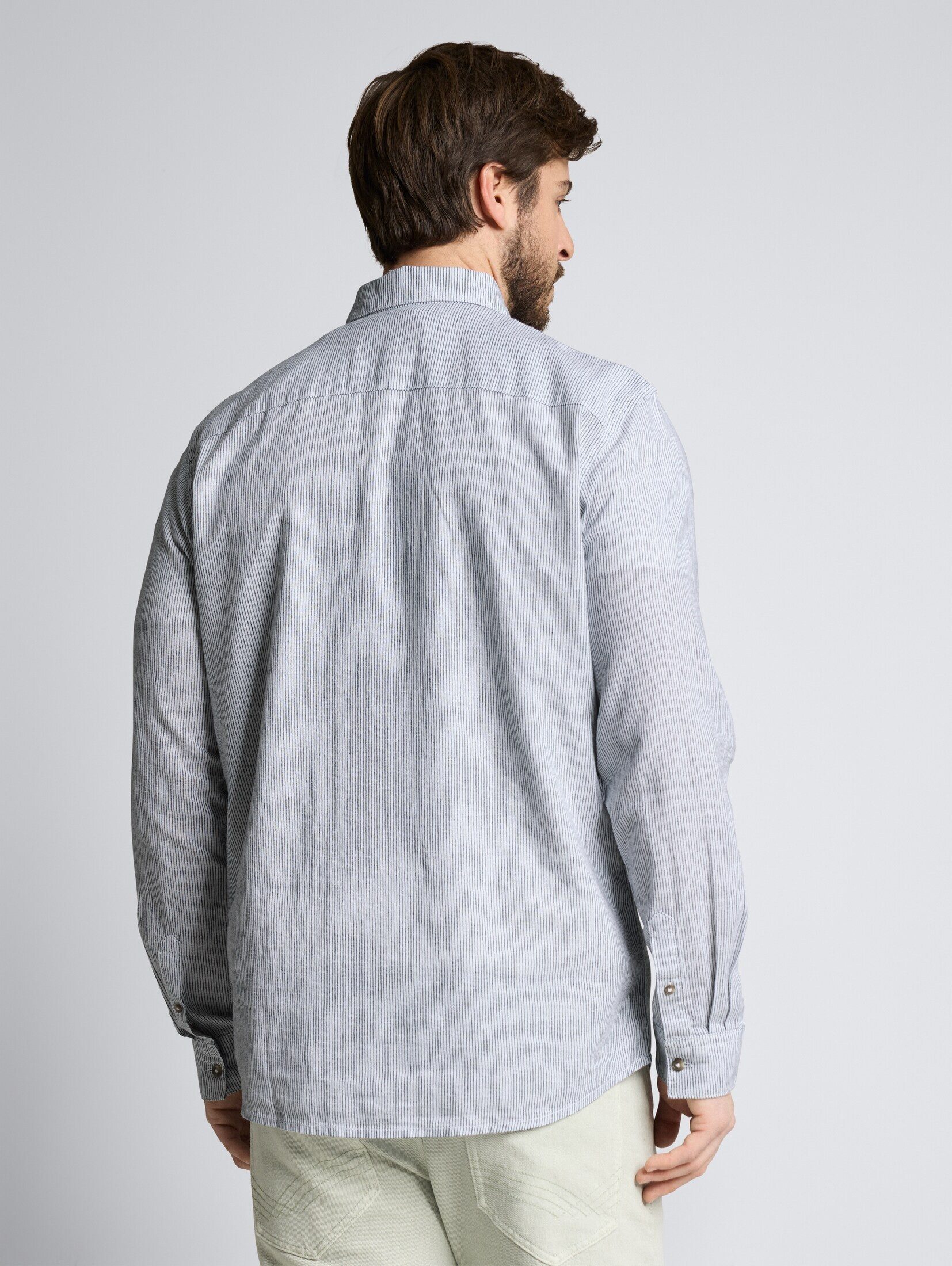 TOM TAILOR Langarmhemd Blusen & Shirts Regular Fit Hemd mit Leinenanteil