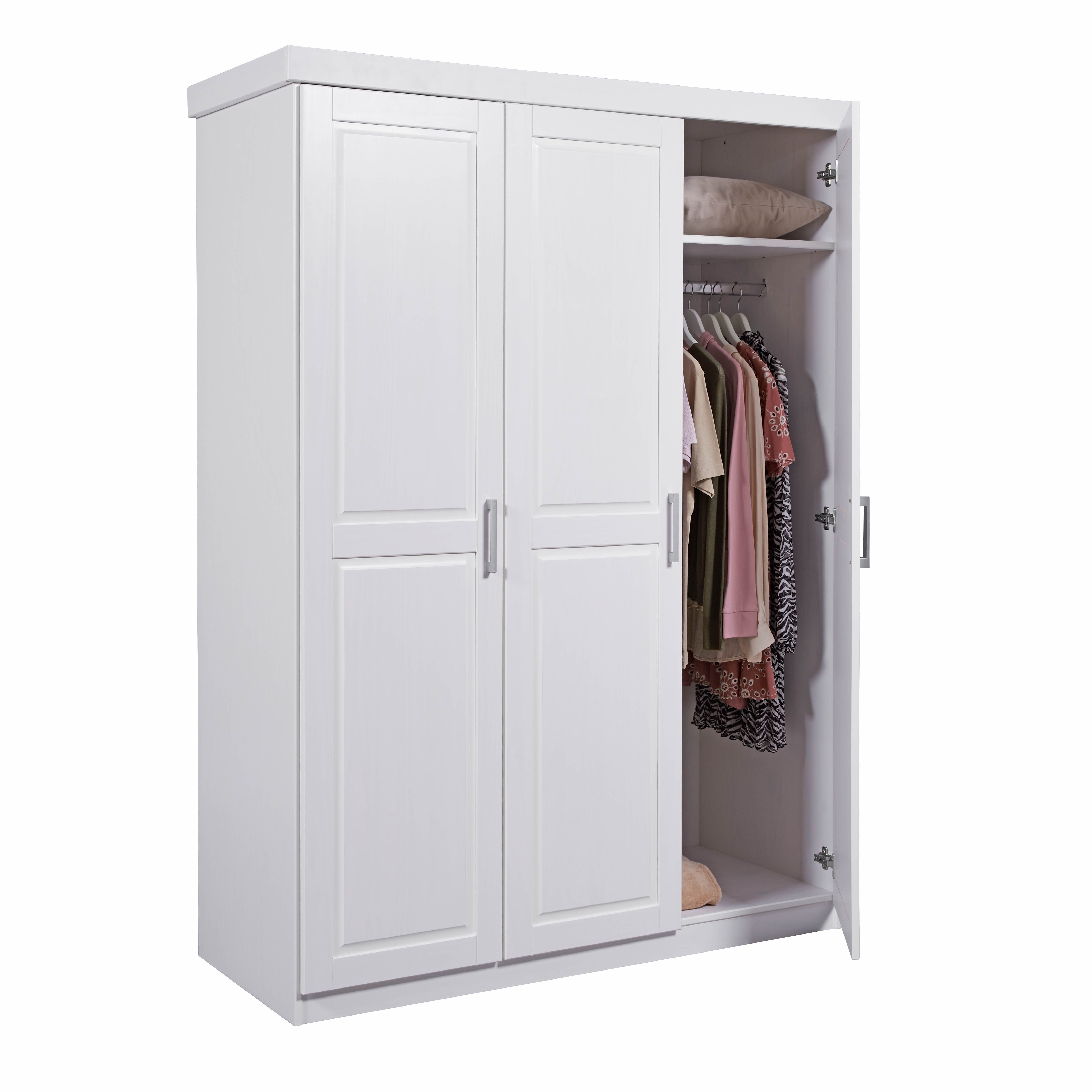 Inter Link Kleiderschrank Magnus weiss Massivholz Schrank, 5 Fächer, Kleiderstange, weiß lackiert, Massivholz – Bild 4 von 5