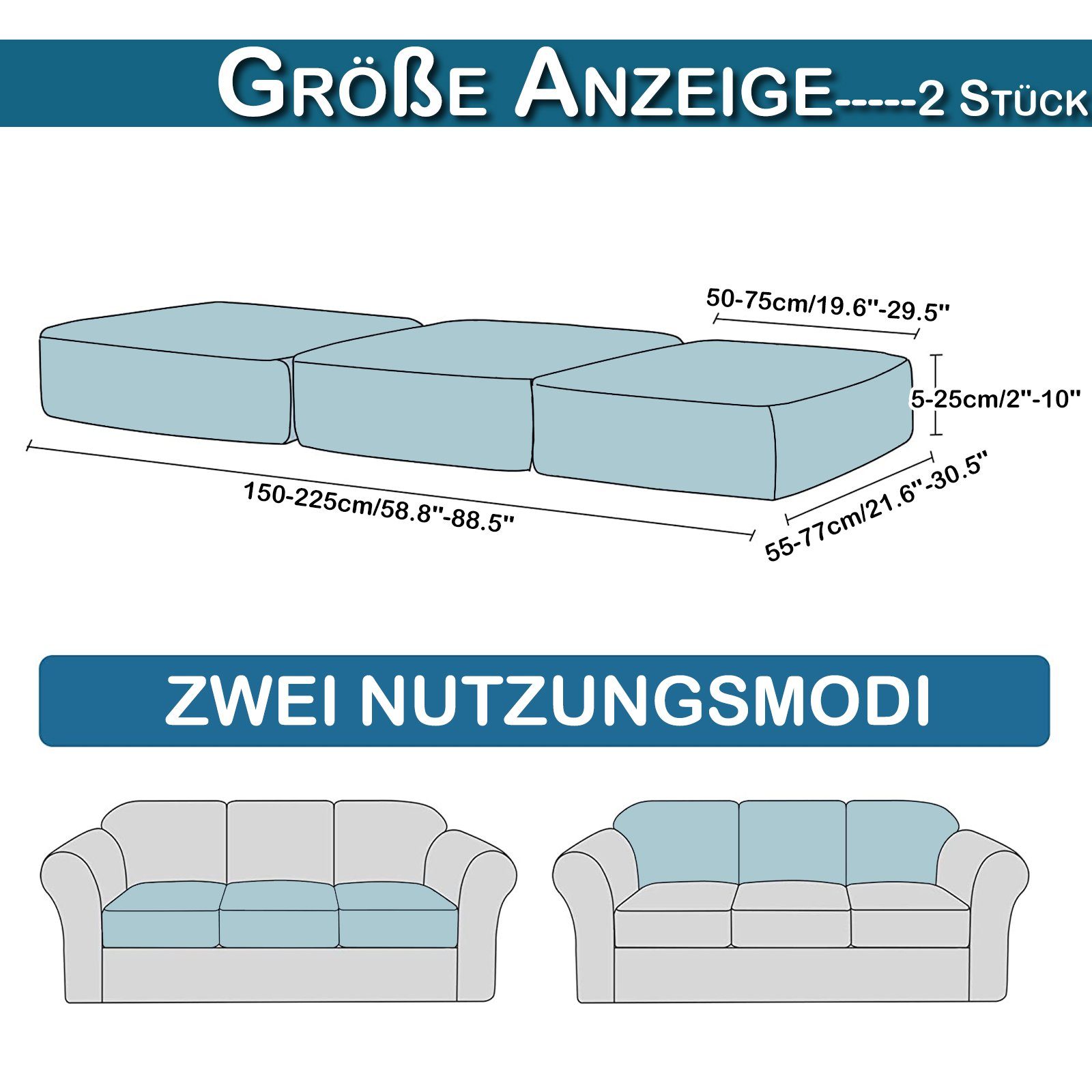 Sofa, Unterseite, elastischer mit für Elfenbein Rosnek Stretch, Samt, Sofahusse