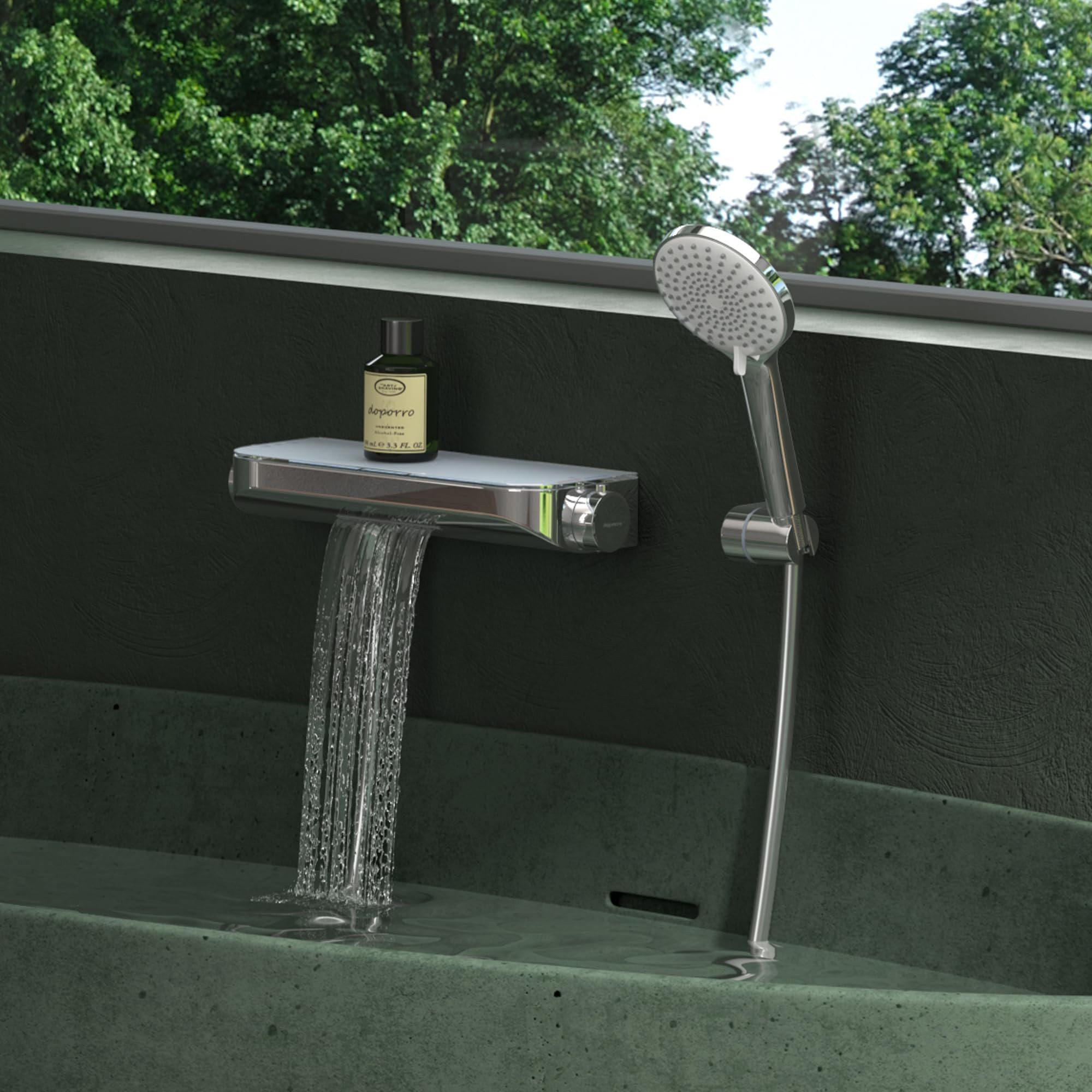 Mai & Mai Wannenarmatur Badewannenarmatur mit Handbrause Thermostat 4 Strahlarten Duschsystem8