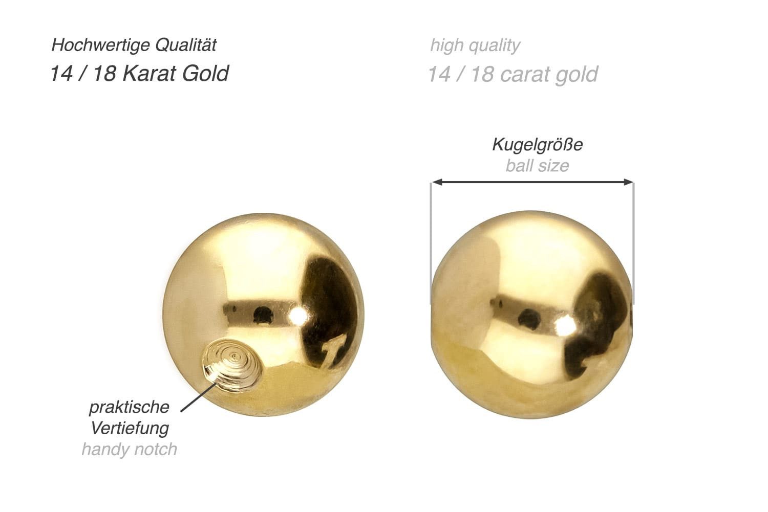 PIERCINGLINE Piercing-Set 14/18 Karat Gold Klemmkugel (Klemm-Aufsätze, 1-tlg)