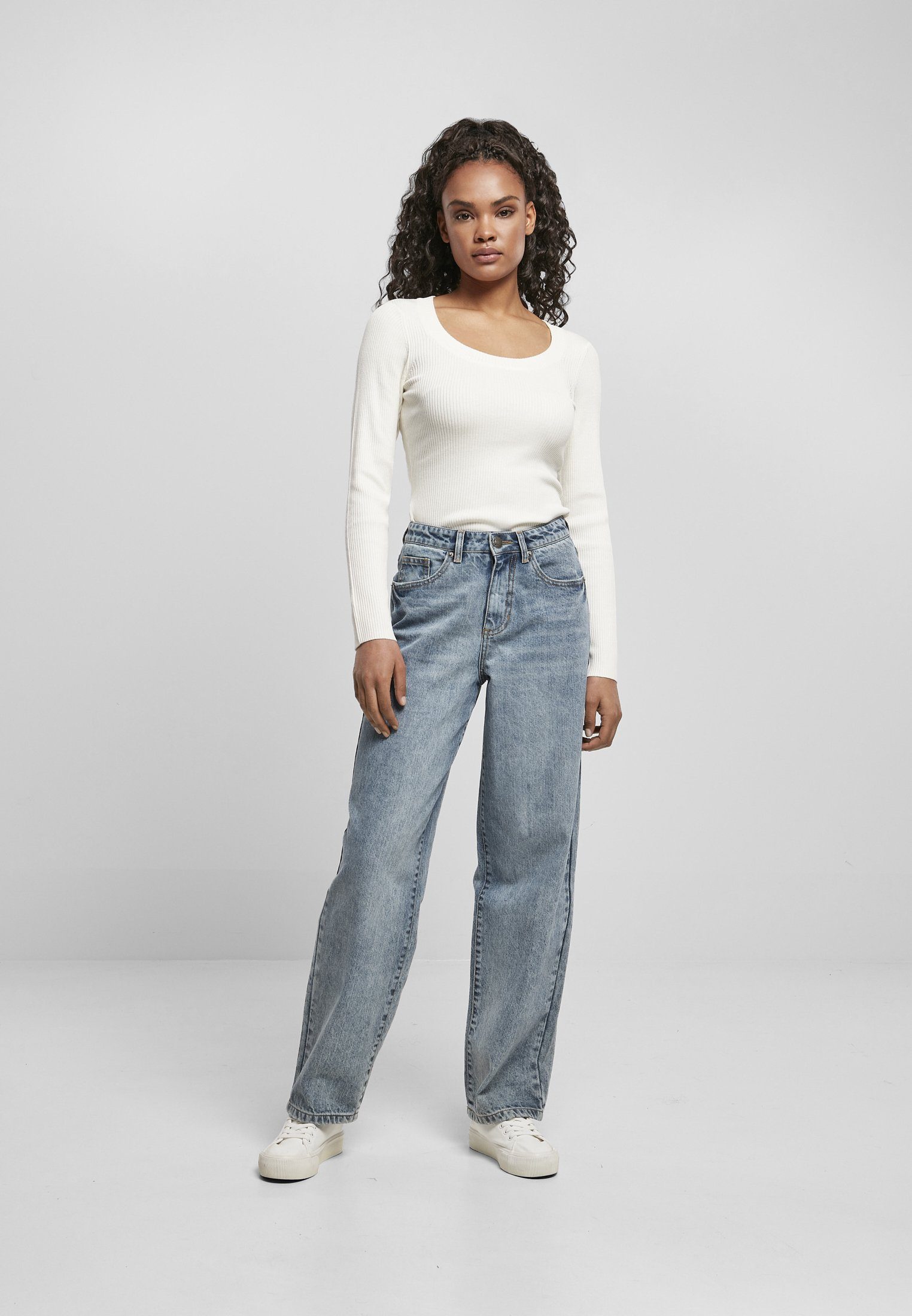 Damen High Denim 90´S Ladies tintedlightbluewashed Waist (1-tlg) Wide Jeans Pants CLASSICS URBAN Bequeme Leg