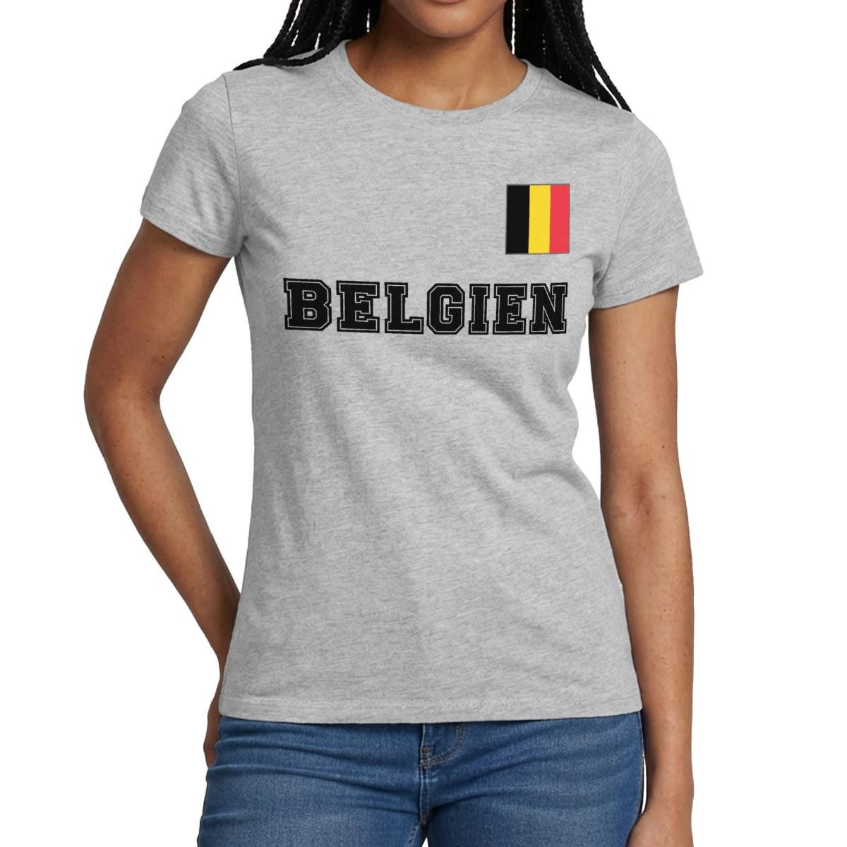 Spreadshirt T-Shirt Belgien Trikot, Belgien Fußball Frauen T-Shirt (1-tlg) Slim Fit, fällt klein aus