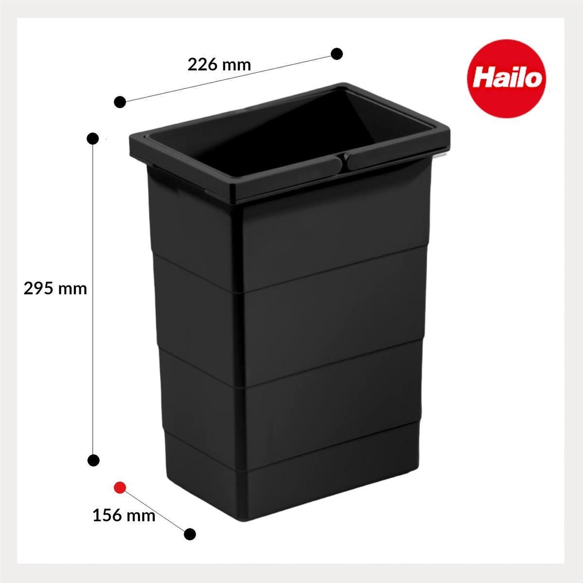 Hailo Einbaumülleimer Hailo Inneneimer 1225959 schwarz 8 L 226 x 156 x 295 mm 2 Henkel