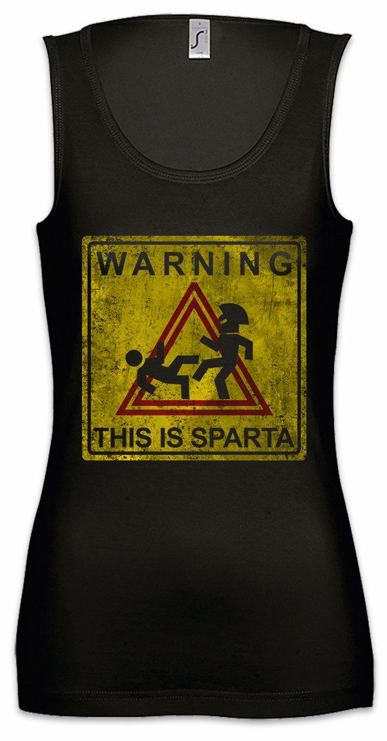 Tanktop Warning This Is Sparta Sign Ärmelloses Damen T-Shirt Das ist Spartaner