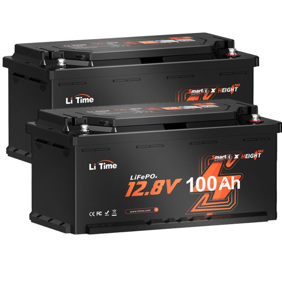 LiTime 12V 100Ah H190 Lithium Batterie mit Blutooth und BMS, 4000+ Zyklen Solarakkus 100000 mAh (12 V), Geeignet für Wohnmobile, Wohnwagen und zur Energiespeicherung