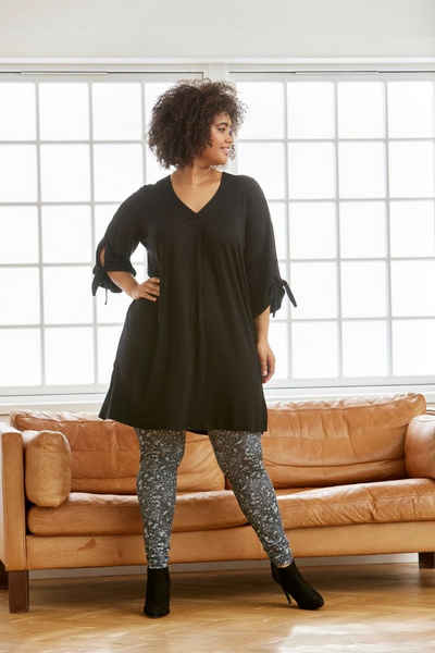 Zhenzi Shirtkleid Kleid Jersey mit V - Ausschnitt schwarz