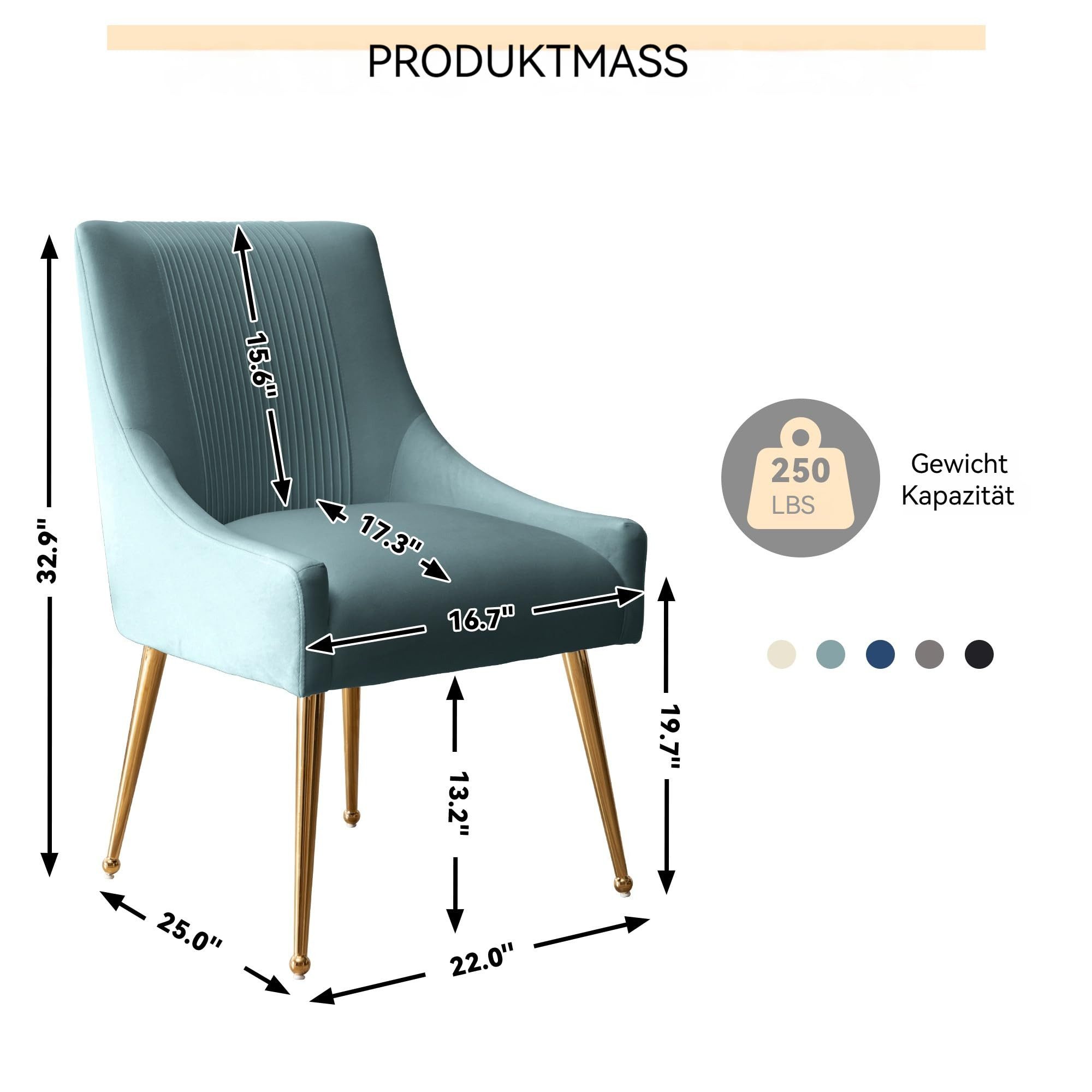 SEYNAR Esszimmerstuhl Polsterstuhl Samtstuhl Wohnzimmerstuhl mit goldenen B günstig online kaufen