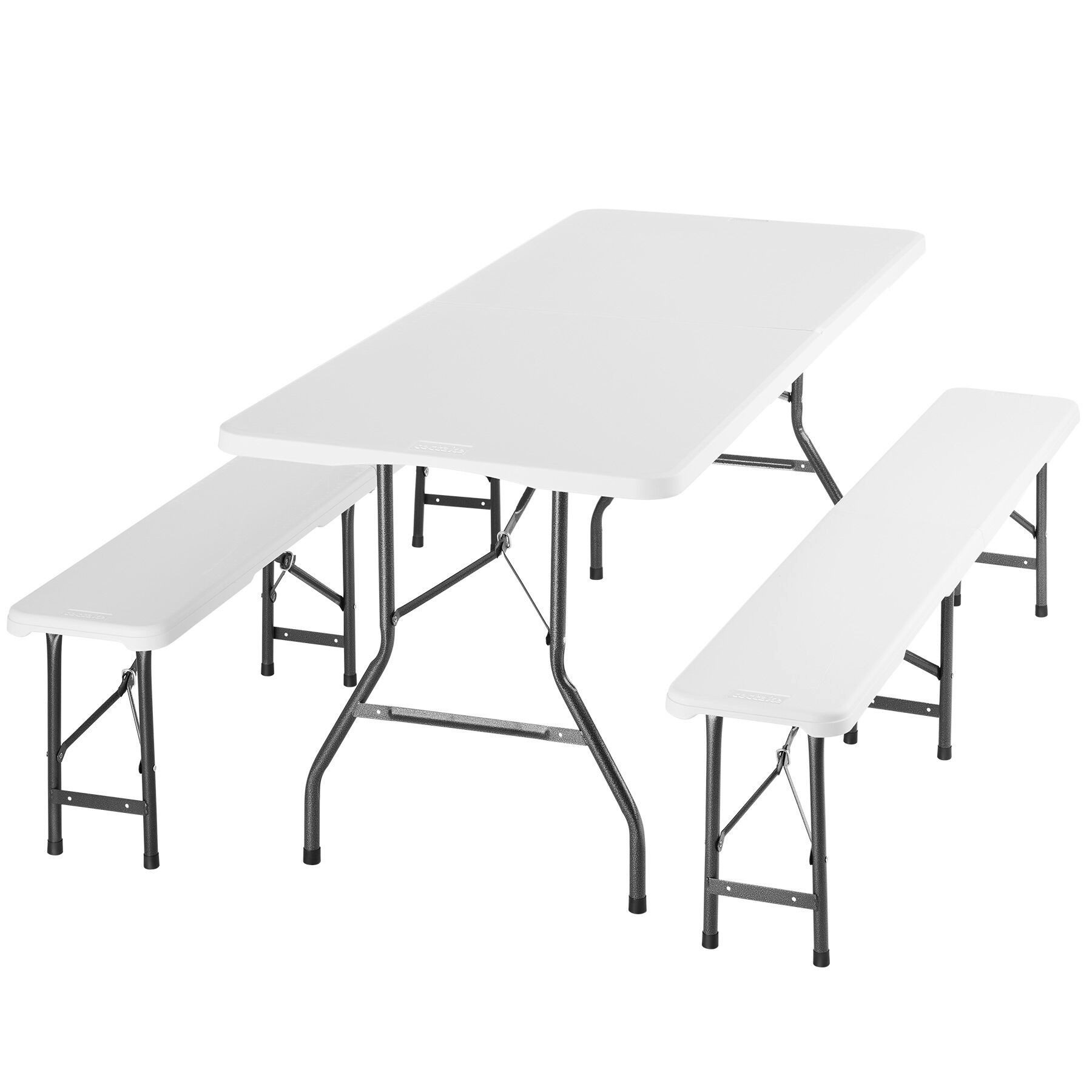 tectake Campingtisch Camping-Klapptisch, inklusive Tragegriffen, lässt sich klappen (Outdoor-Tisch Panja, 1-St., in weiß), Kunststoff, hohe Belastbarkeit, bodenschonende Kunststoffkappen