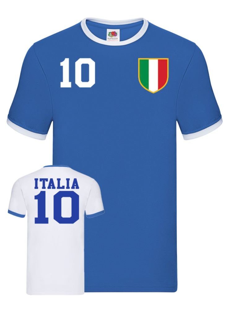 Blondie & Brownie T-Shirt Herren Italien Sport Trikot Fußball Handball Meister WM EM Weiss/Blau