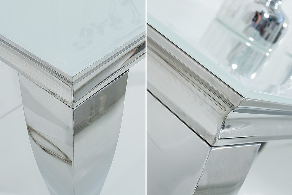 riess-ambiente Konsolentisch MODERN BAROCK 145cm weiß / silber (Einzelartikel, 1-St), Flur · Opalglas · Edelstahl · eckig · Wohnzimmer – Bild 5 von 5