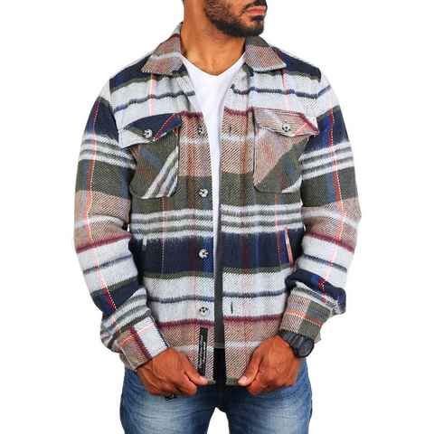 CARISMA Langarmhemd Herren Flanell Holzfäller Karo Hemd Jacke warmer Woll Materialmix 8521 Regular Langarm Kentkragen Kariert