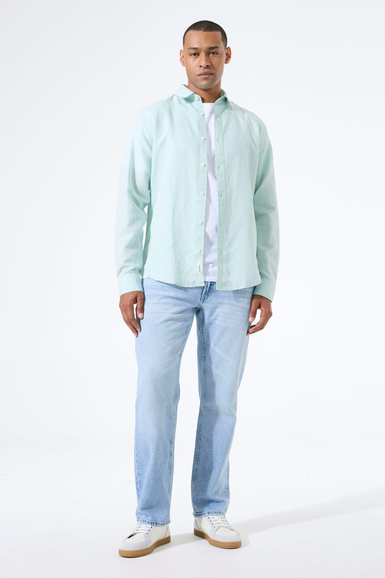 Garcia Langarmhemd Garcia Herren Leinenmix-Hemd - surf mint (1-tlg)