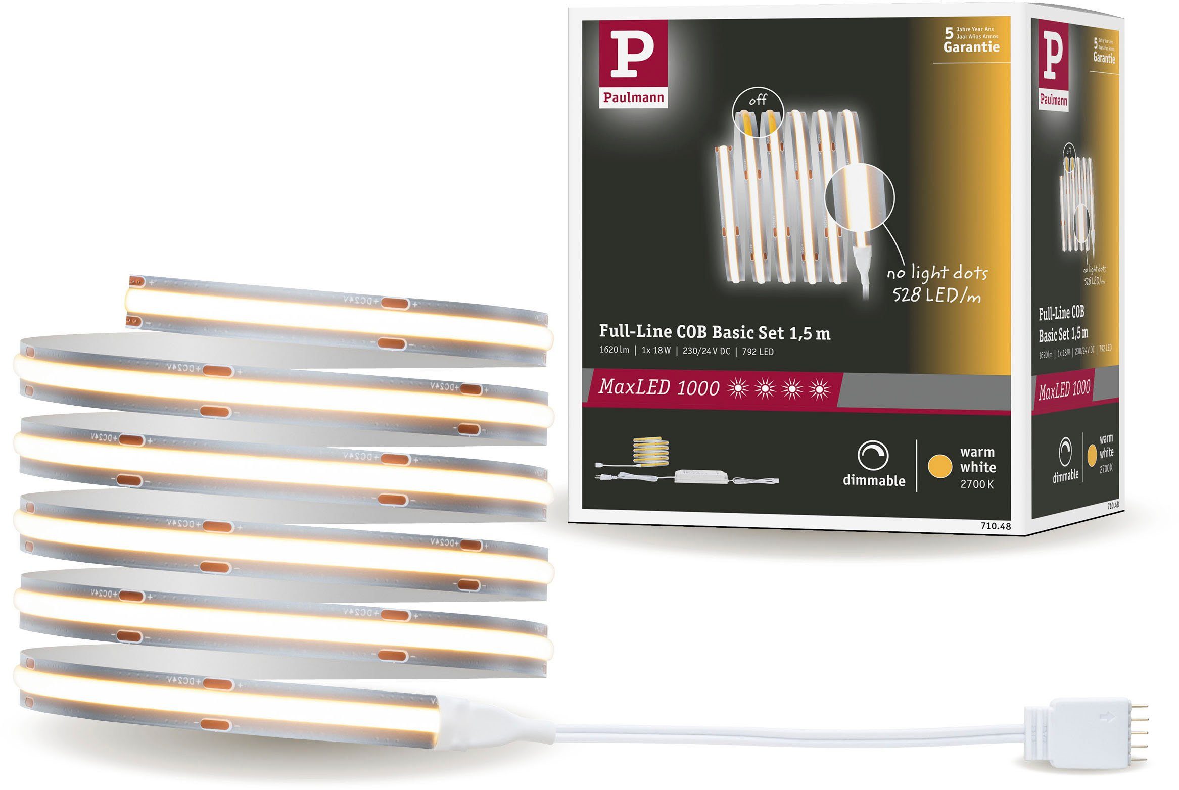 LED-Streifen MaxLED 1000 Full-Line COB Basisset 1,5m Warmweiß 18W 1620lm 2700K