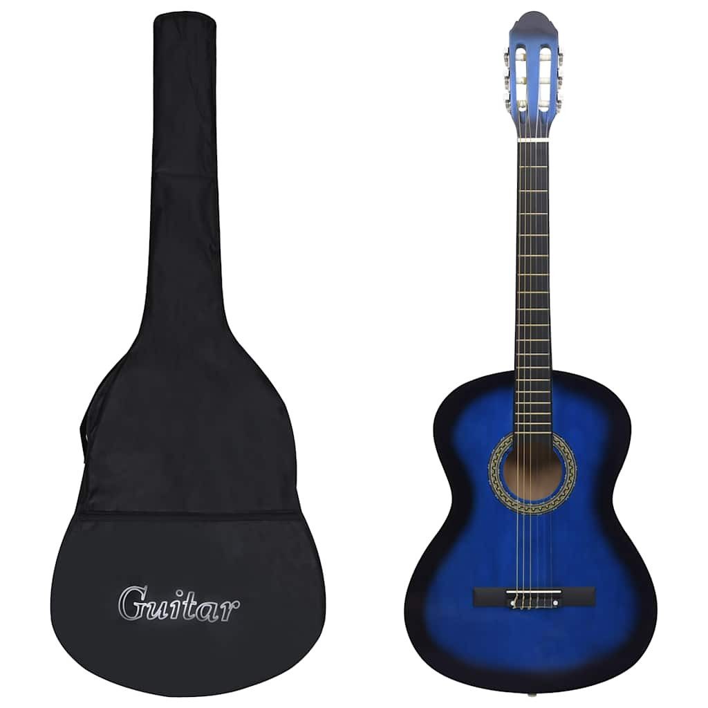 vidaXL Westerngitarre 12-tlg. Klassikgitarren-Set für Anfänger Blau 4/4 39"