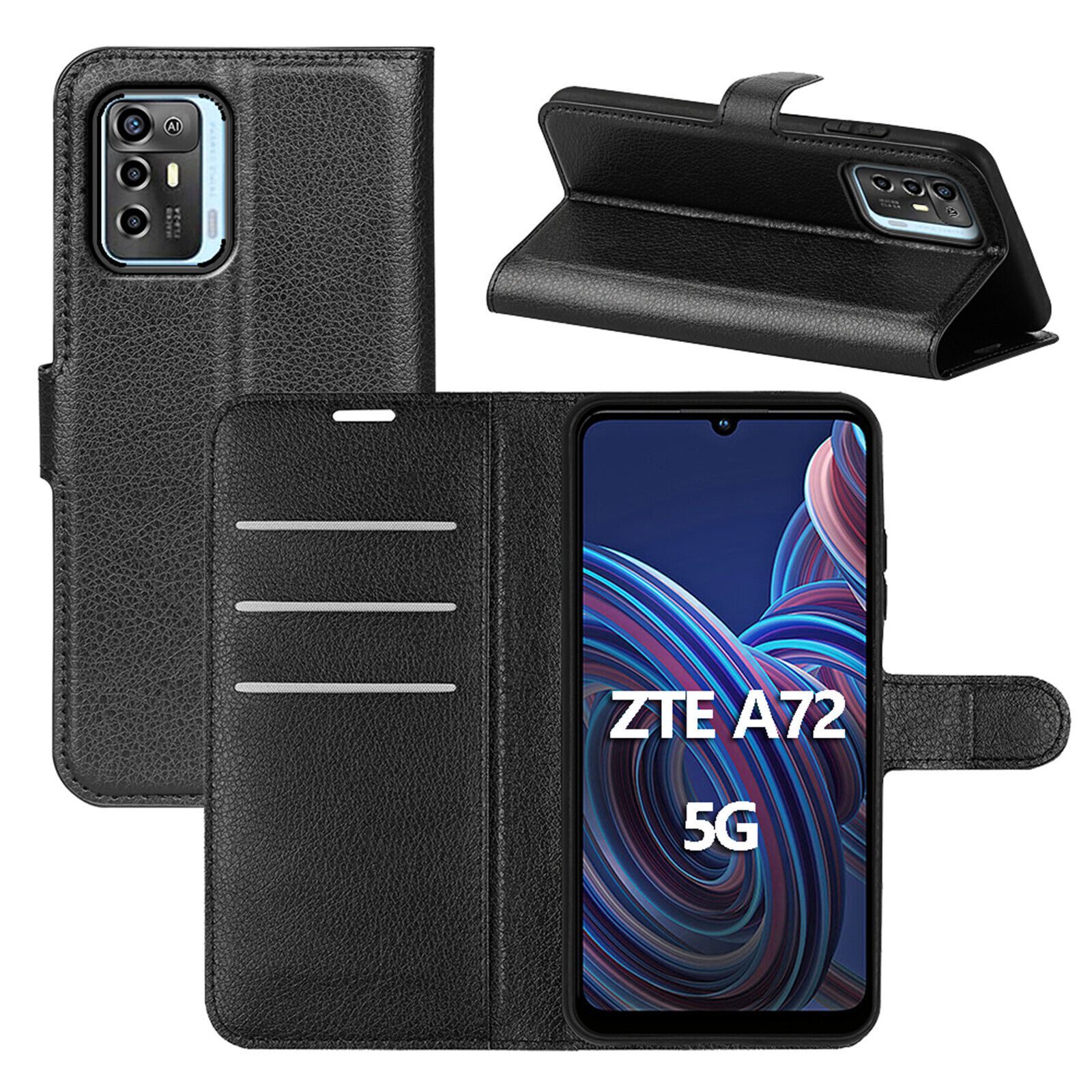 betterfon Handyhülle Handytasche für ZTE Blade A72 5G Klapphülle Schwarz
