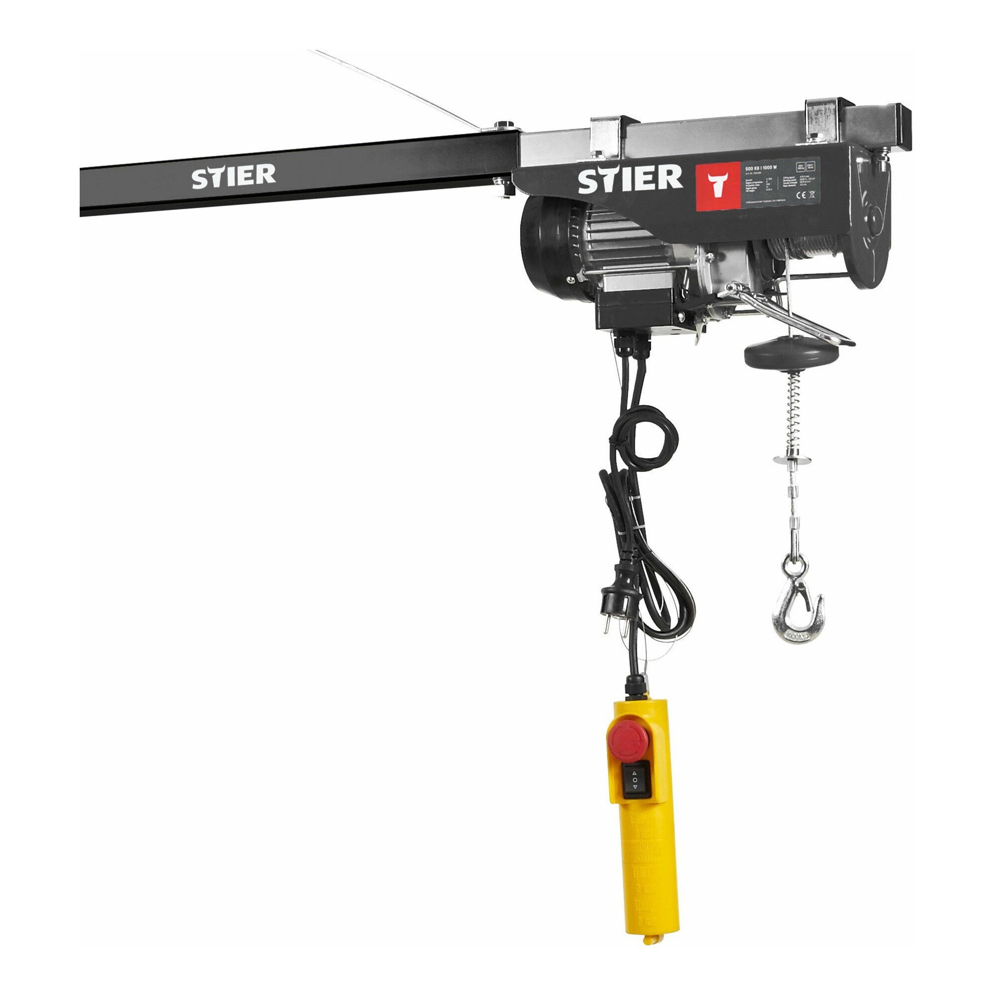 Stier Seilzug STIER Elektrischer Seilzug 250 bis 999kg Seilwinde Hebehöhe 12m 500 bi