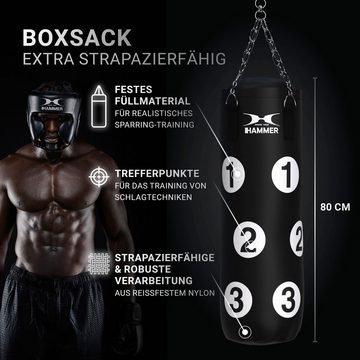 Hammer Boxsack Sparring Professional (Set, mit Boxhandschuhen, mit Haken, mit Sprungseil, mit Trainings-DVD)