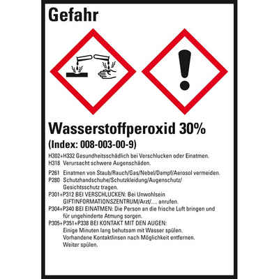 König Werbeanlagen Hinweisschild GHS-Etik. Wasserstoffperoxid 30%, gem.GefStoffV/GHS/CLP, Folie, 10/Bo