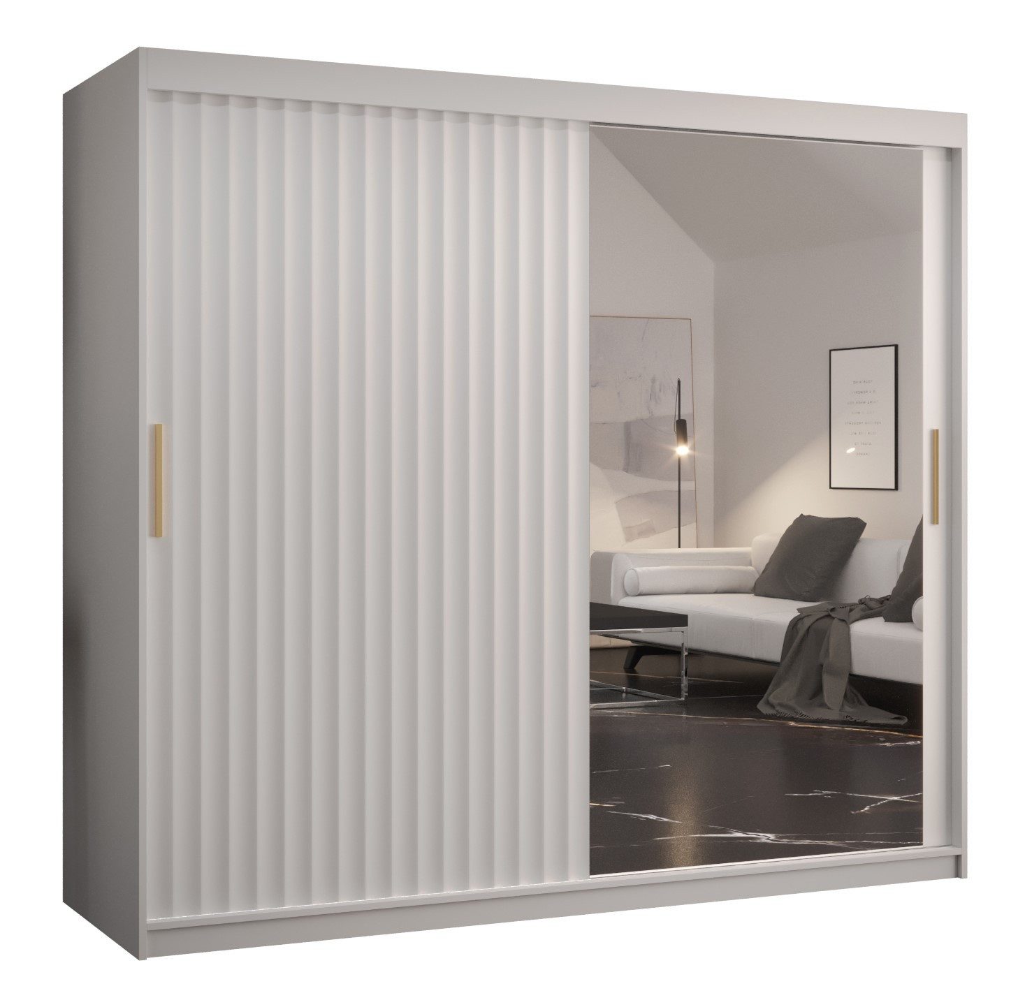 ABIKS MÖBEL Schwebetürenschrank RIFLO WAVE 2 Schlafzimmerschrank - mit Schiebetüren, Kleiderstange