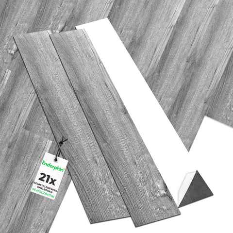 Endorphin Vinylboden Vinylboden selbstklebend in Holzoptik Dunkelgrau 2,93qm, mit fühlbarer Oberfläche