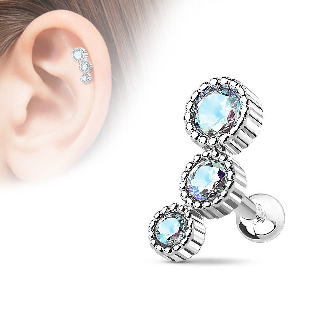 Order & Smile Schmuck Piercing-Set Helix Piercing „3 Zirkonia“