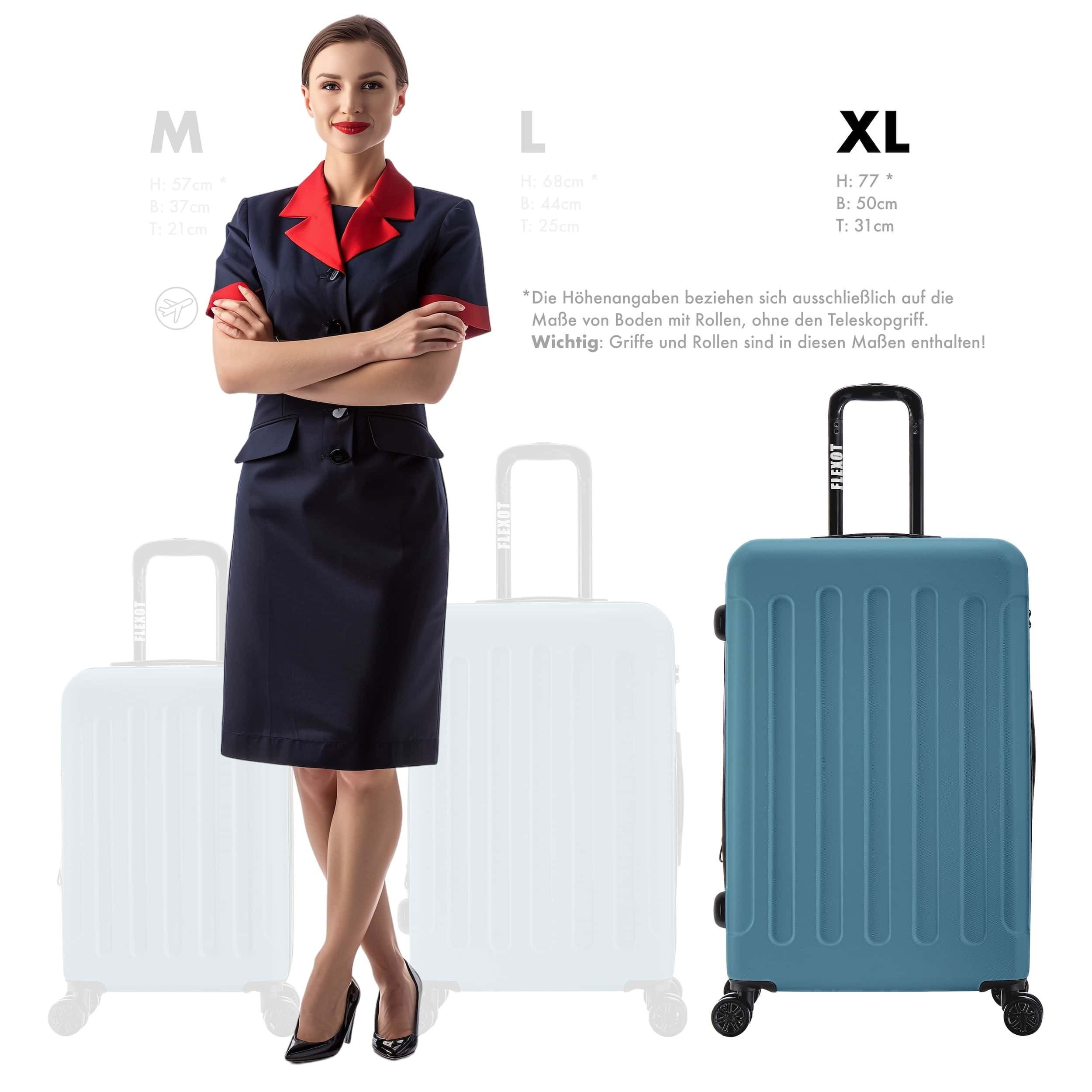 Flexot Hartschalen-Trolley F-3045 (Gr. M, L, XL) – Kofferset – ABS-Hartschale, 4 Rollen, Robuster und moderner Koffer mit vier 360° Rollen und Zahlenschloss – Bild 2 von 5