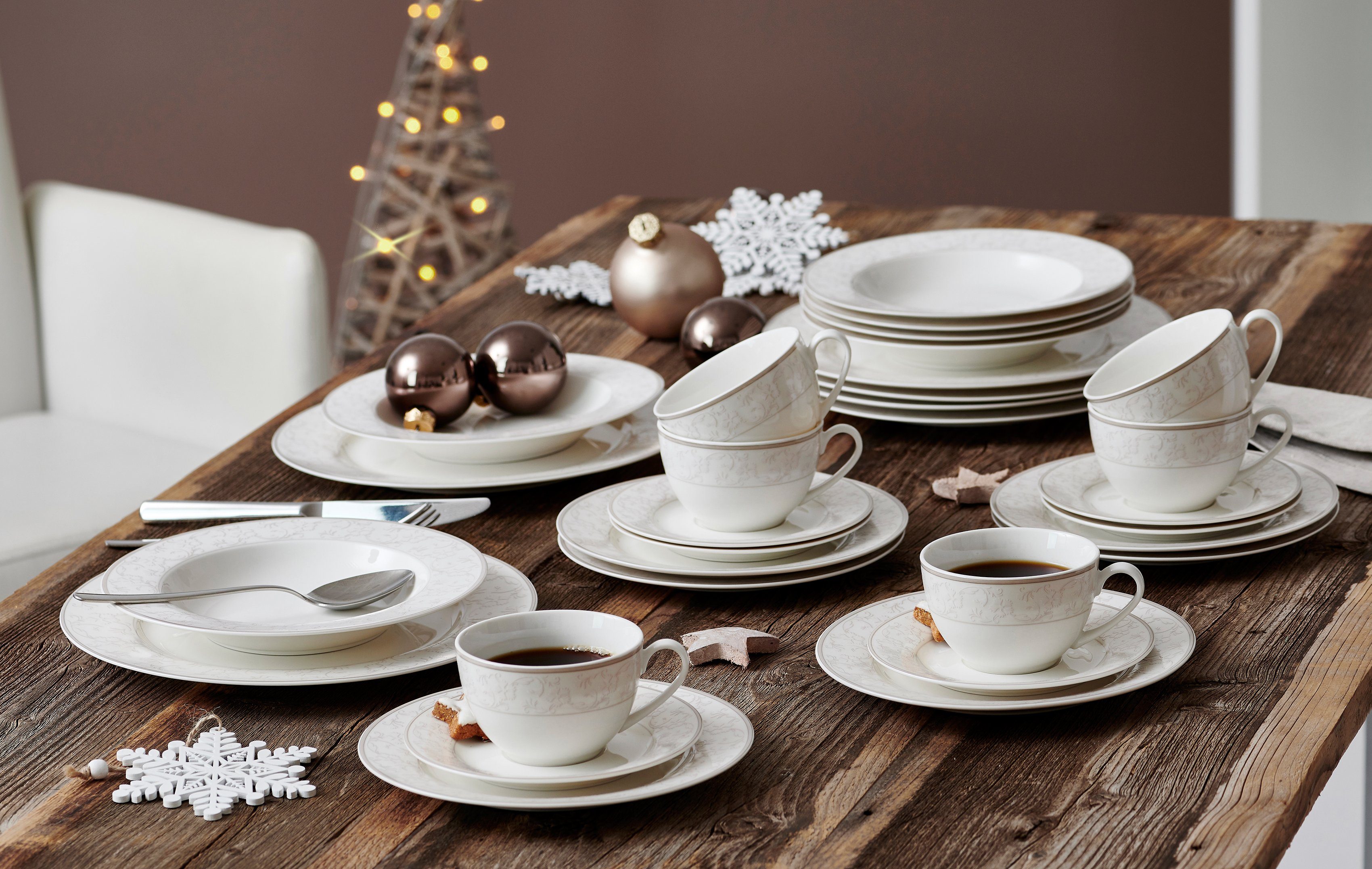 Ritzenhoff & Breker Tafelservice Teller Set, Geschirr-Set ISABELLA (12-tlg), 6 Personen, Porzellan, extravagantes Design, 12 Teile, für 6 Personen
