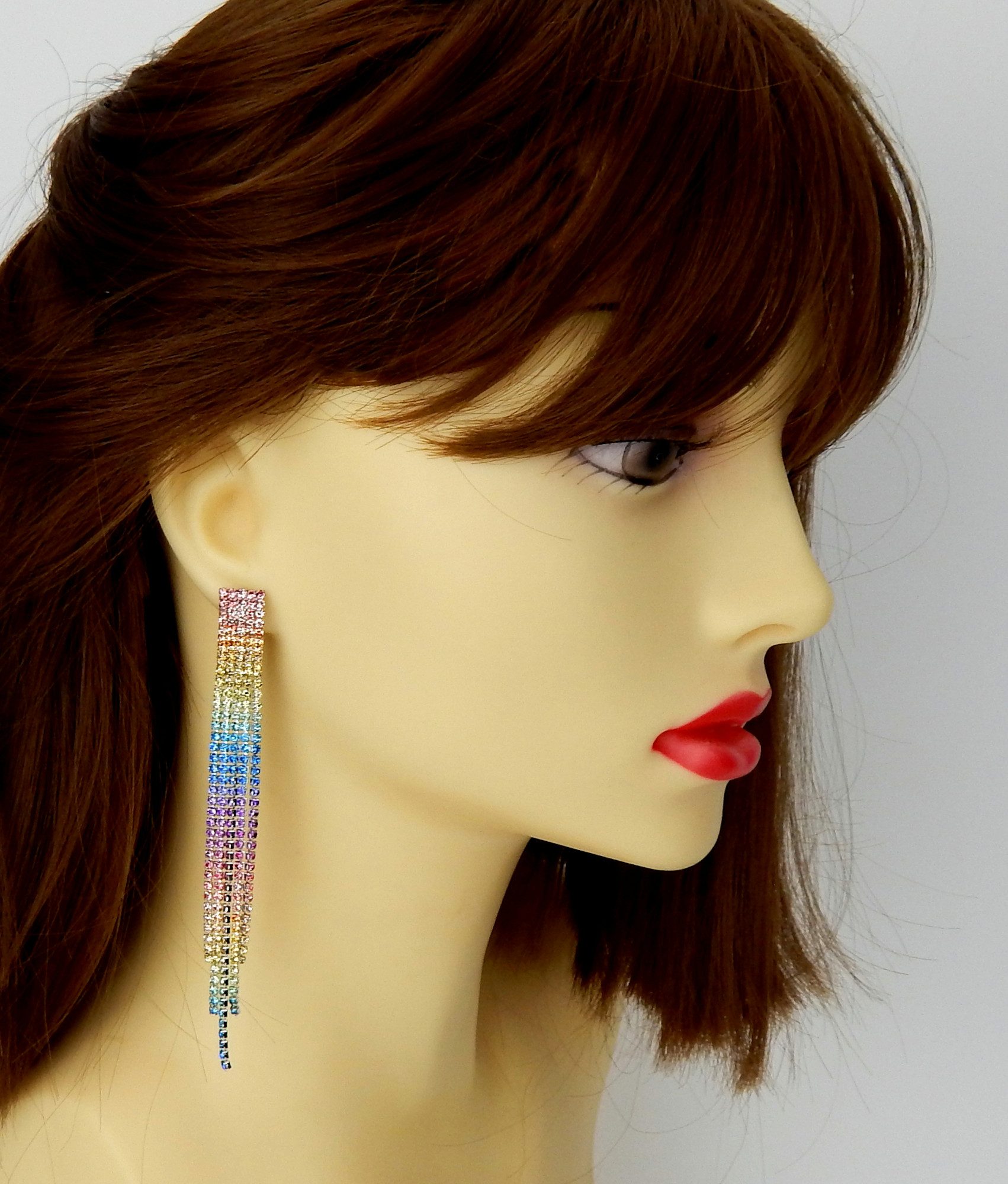 Ella Jonte Paar Ohrstecker, lange Ohrringe bunt Strass Wasserfall im Gesche günstig online kaufen