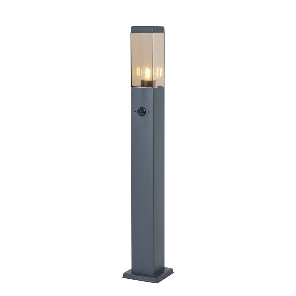 Qazqa Außen-Stehlampe Malios, ohne Leuchtmittel, Warmweiß, QAZQA Außen­poller­leuchte, e27, Dunkelgrau, Edelstahl, Modern