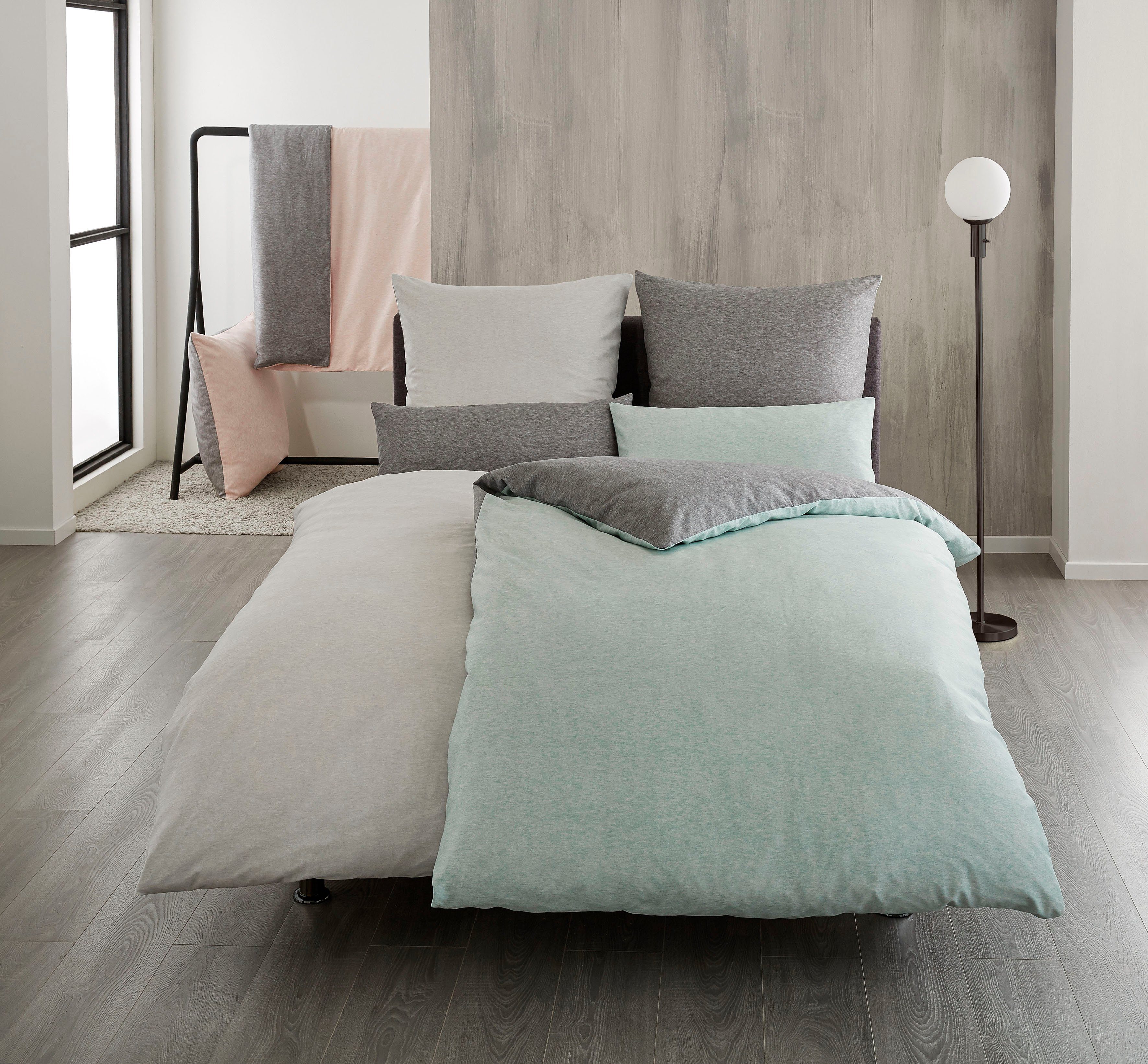 Kleine Wolke Wendebettwäsche Gracia, Mako-Satin, 3 teilig, in Mélange-Optik – Bild 2 von 3