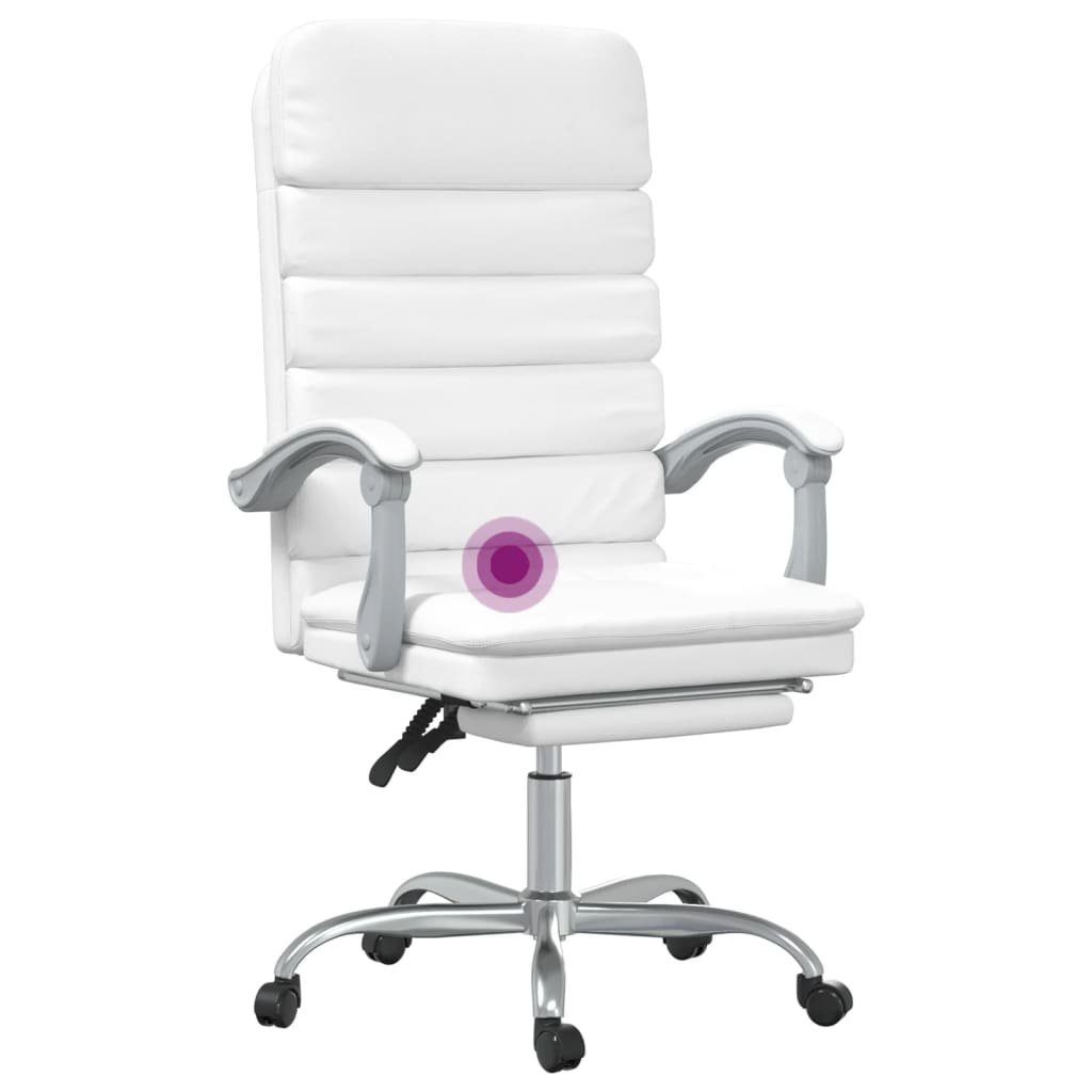 (1 mit Weiß vidaXL Bürostuhl Kunstleder St) Weiß Bürostuhl Massagefunktion | Weiß