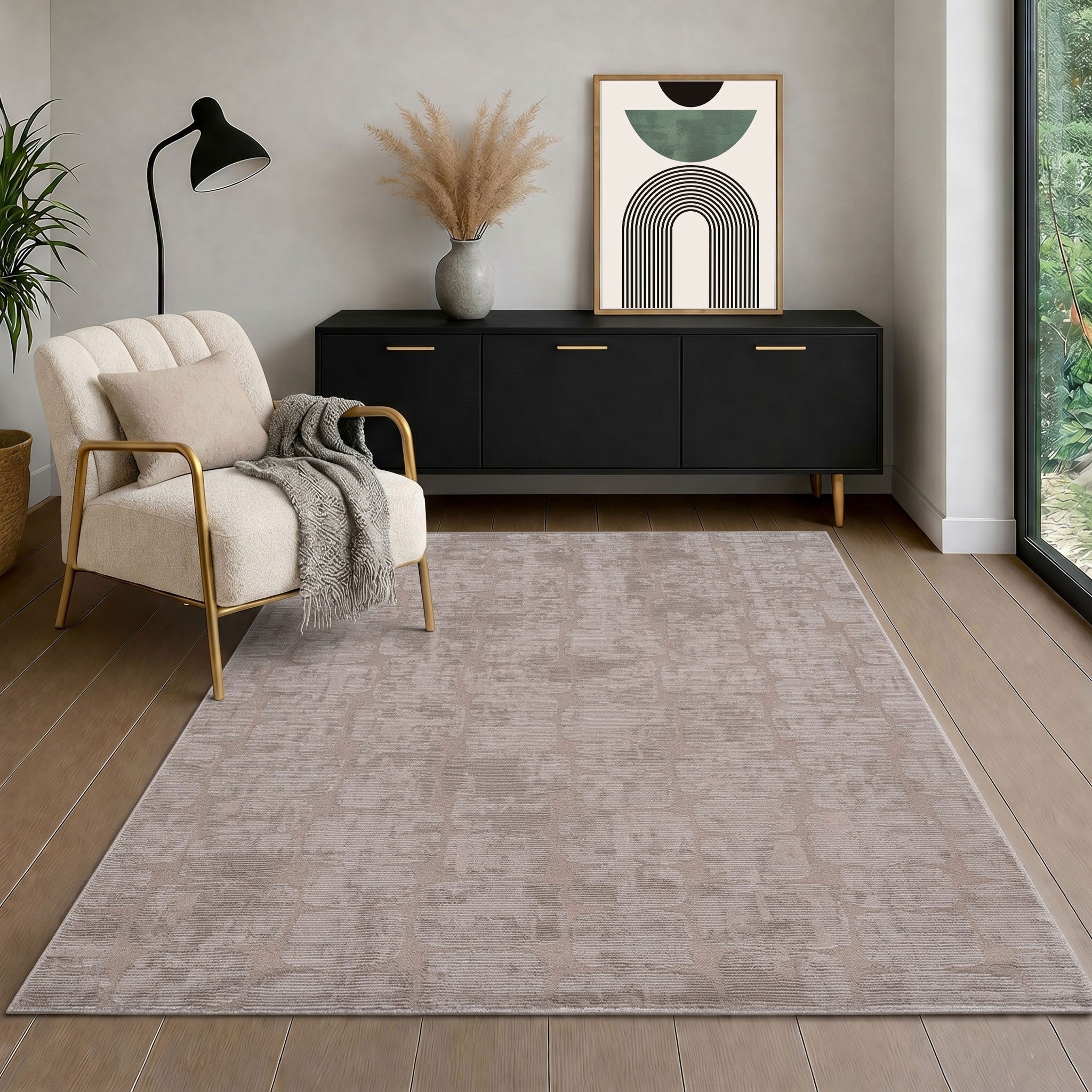 Vimoda Teppich Wohnzimmer COSTA, modern Designteppich 3D Effekt, Rechteckig, Höhe: 11 mm, premium Rechteck Muster hoch-tief Kurzflor weich, Boho Einfarbig