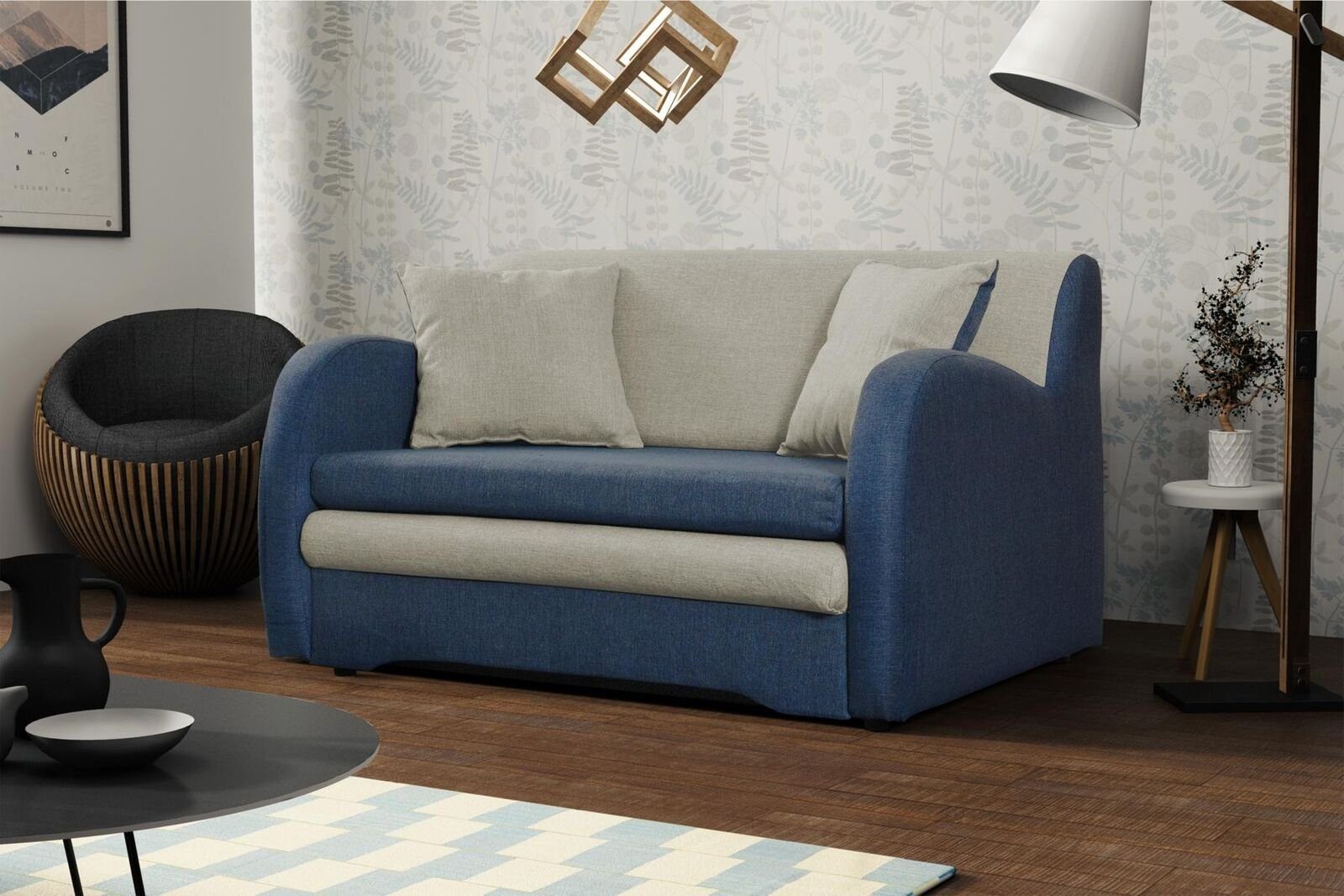 JVmoebel Sofa, Made in Europe Grau/Blau
