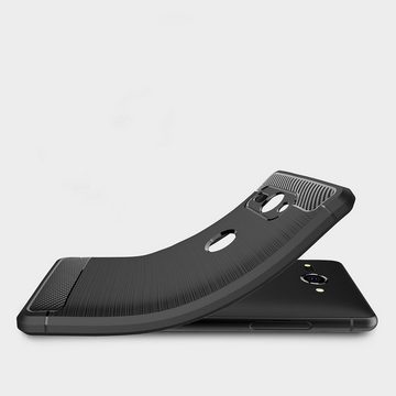 CoolGadget Handyhülle Schwarz als 2in1 Schutz Cover Set für das Sony Xperia XZ2 Compact 5 Zoll, 2x Glas Display Schutz Folie + 1x Case Hülle für Xperia XZ2 Compact