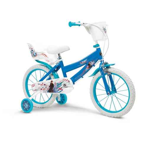 Huffy Kinderfahrrad 16 Zoll Kinder Mädchen Fahrrad Frozen Eiskönigin Elsa Huffy 21871W_1, 1 Gang, Korb, Puppensitz, Stützräder