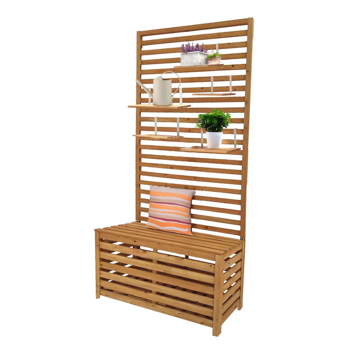 Divit Aufbewahrungsbox Gartentruhe mit Regalen GR1 Gartenbank Pflanzregal günstig online kaufen