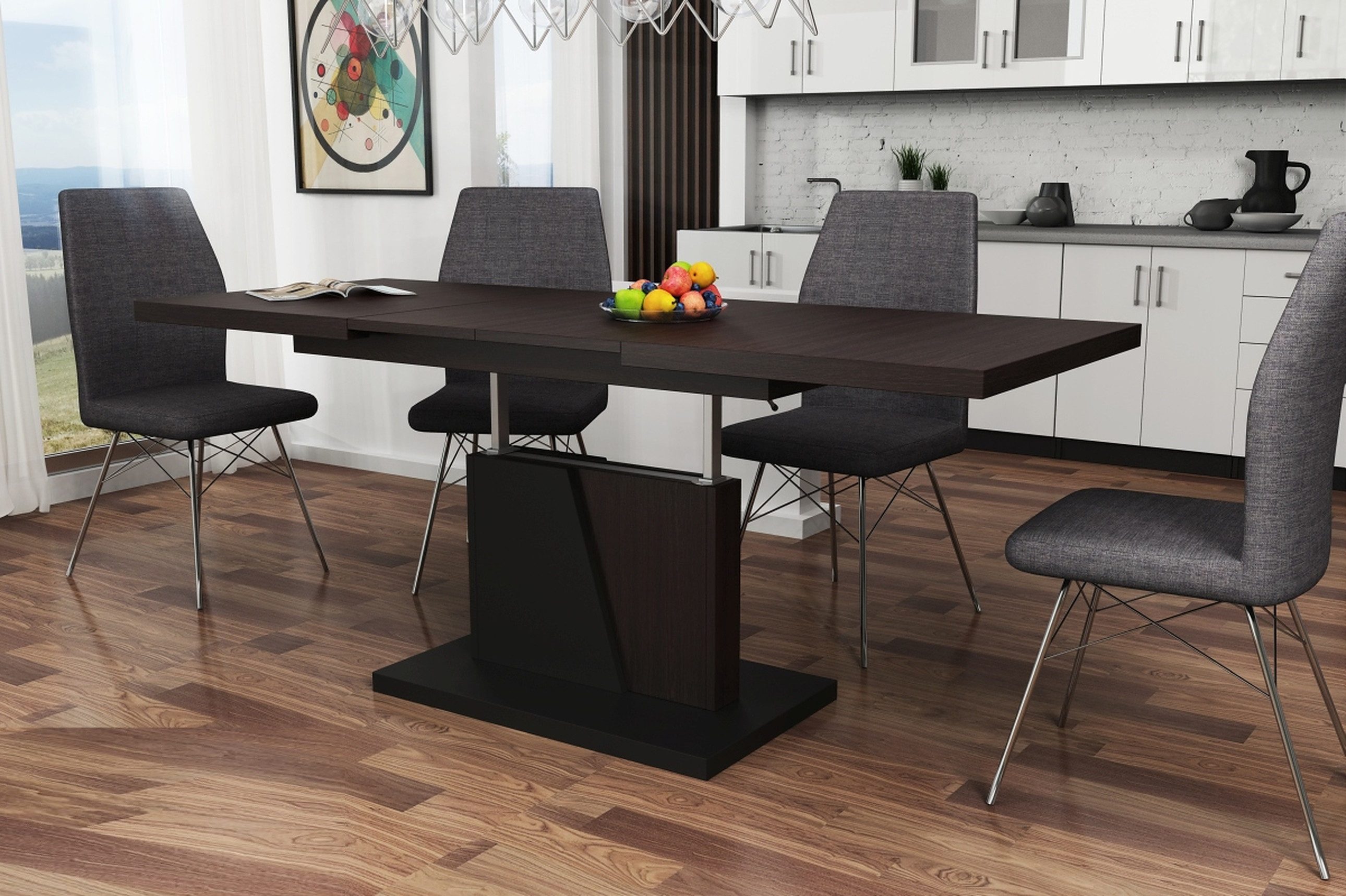 Mazzoni Couchtisch Grand Noir Walnuss Wenge / Schwarz höhenverstellbar ausz günstig online kaufen