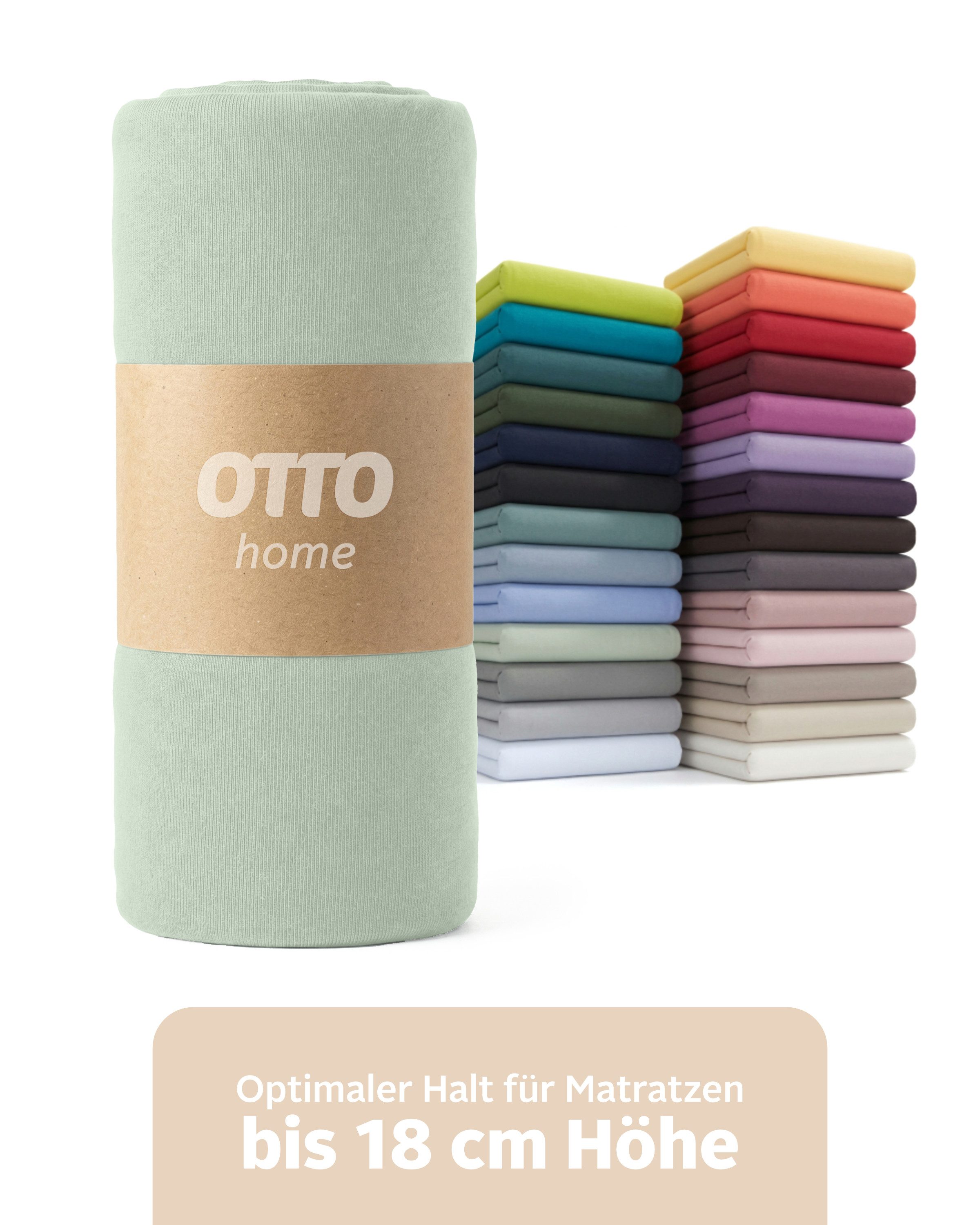 OTTO home Spannbettlaken Physalis Basic und PREMIUM Qualität, 100% Baumwolle, Jersey und Biber, Jersey (110 g/m), Gummizug: rundum, (1 Stück), Bettlaken für Matratzen bis 18 cm Höhe, Spannbetttuch, Laken