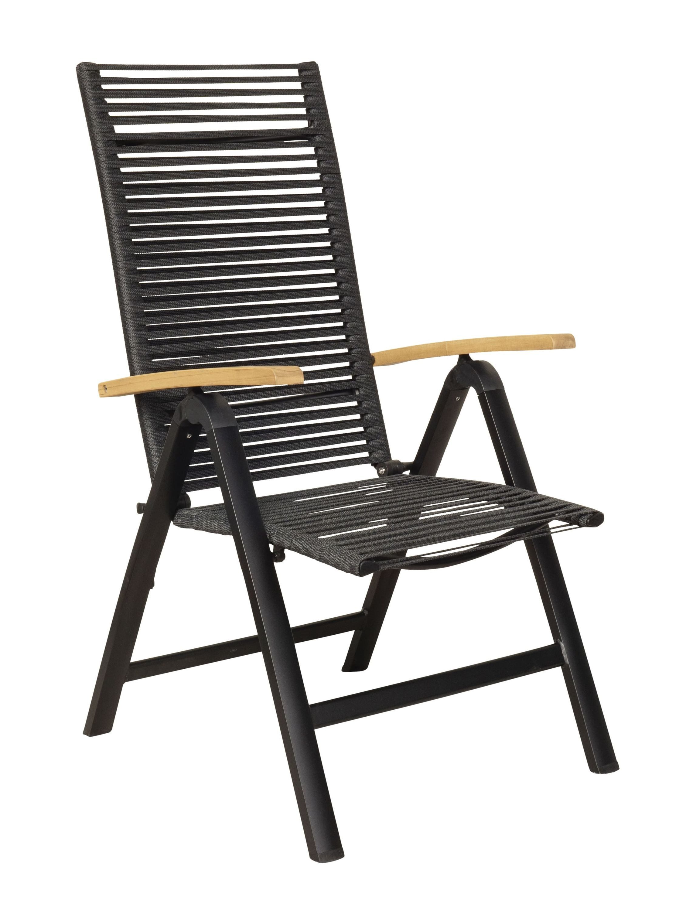 LC Garden Klappstuhl »Toronto« Klappsessel Rope schwarz mit Rope-Geflecht Gartenstuhl (1 St)