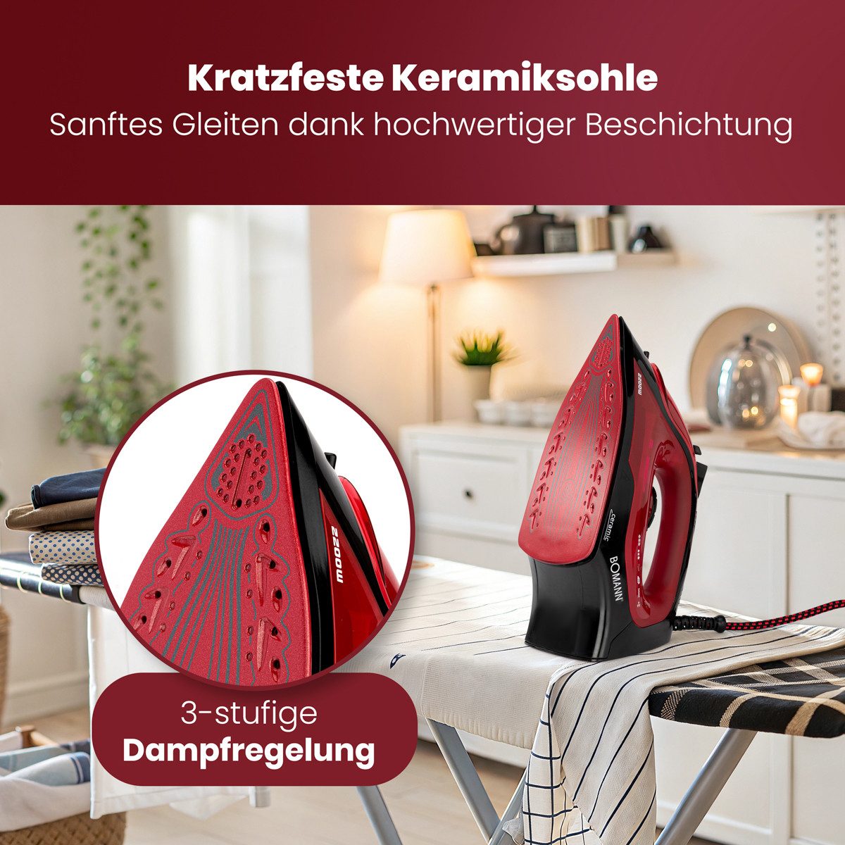 BOMANN Dampfbügeleisen DB 6035 CB, 2200 Watt, Keramiksohle