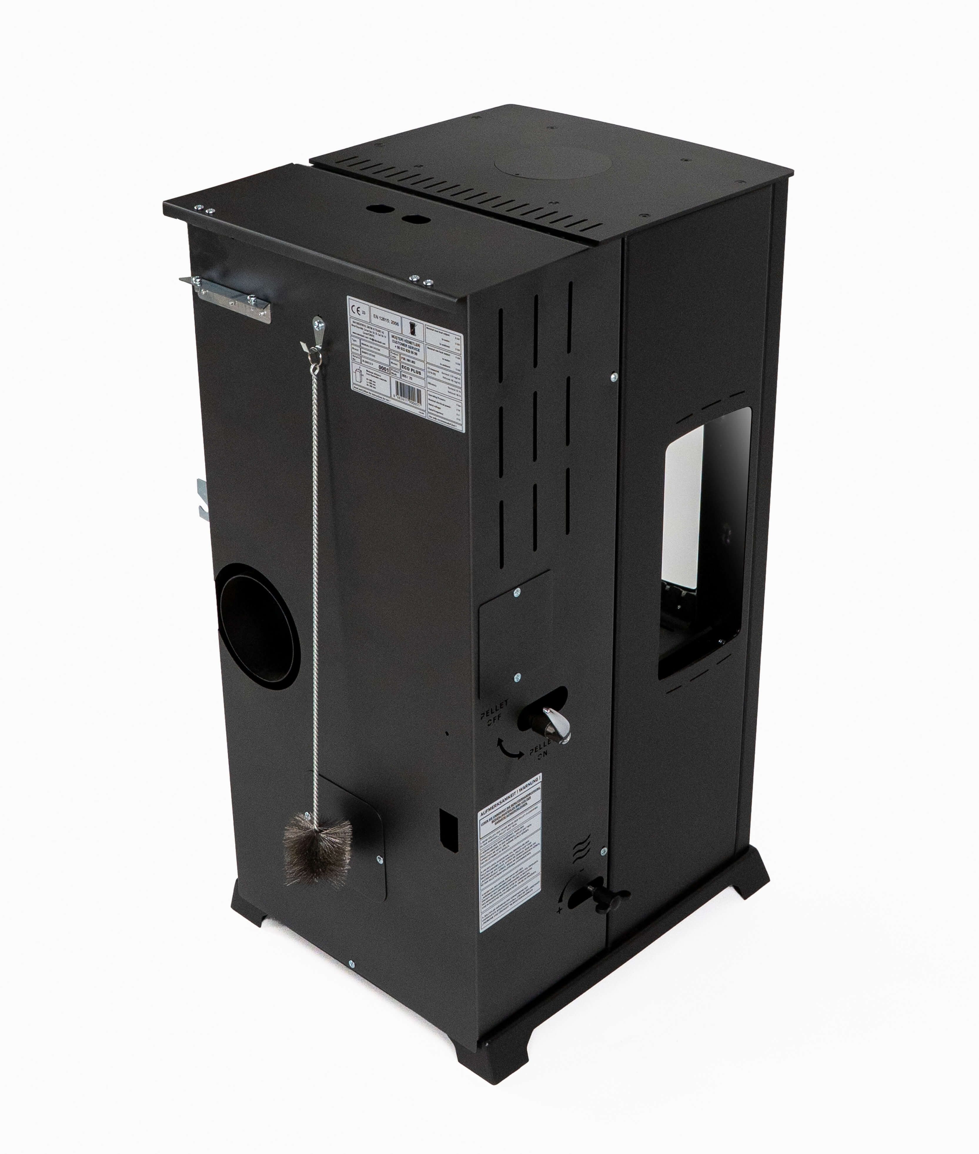 Baba's Eco Plus Hybrid Pellet and Wood Combination Stove, Pellet Stove without Electricity, 8 kW, Continuous Burning, Continuous Burning Stove, Pellet Stove without Electricity, Panoramic 3-Pane Panoramic Window, Wood Stove, Wood Stove, Fireplace