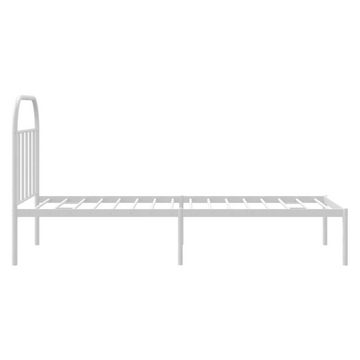 vidaXL Bett Bettgestell mit Kopfteil Metall Weiß 90x190 cm